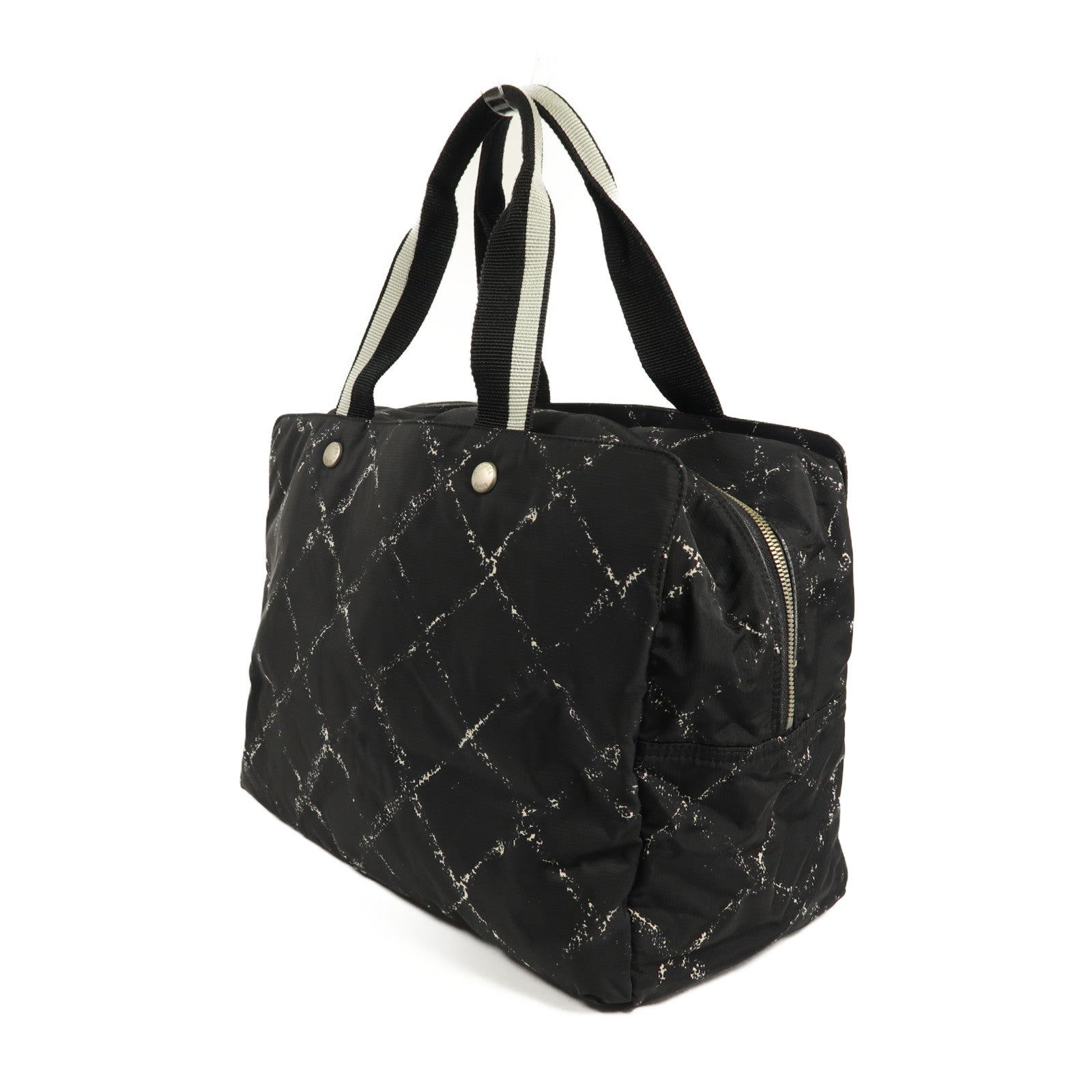CHANEL 尼龍Travel Line Handbag銀扣手挽袋