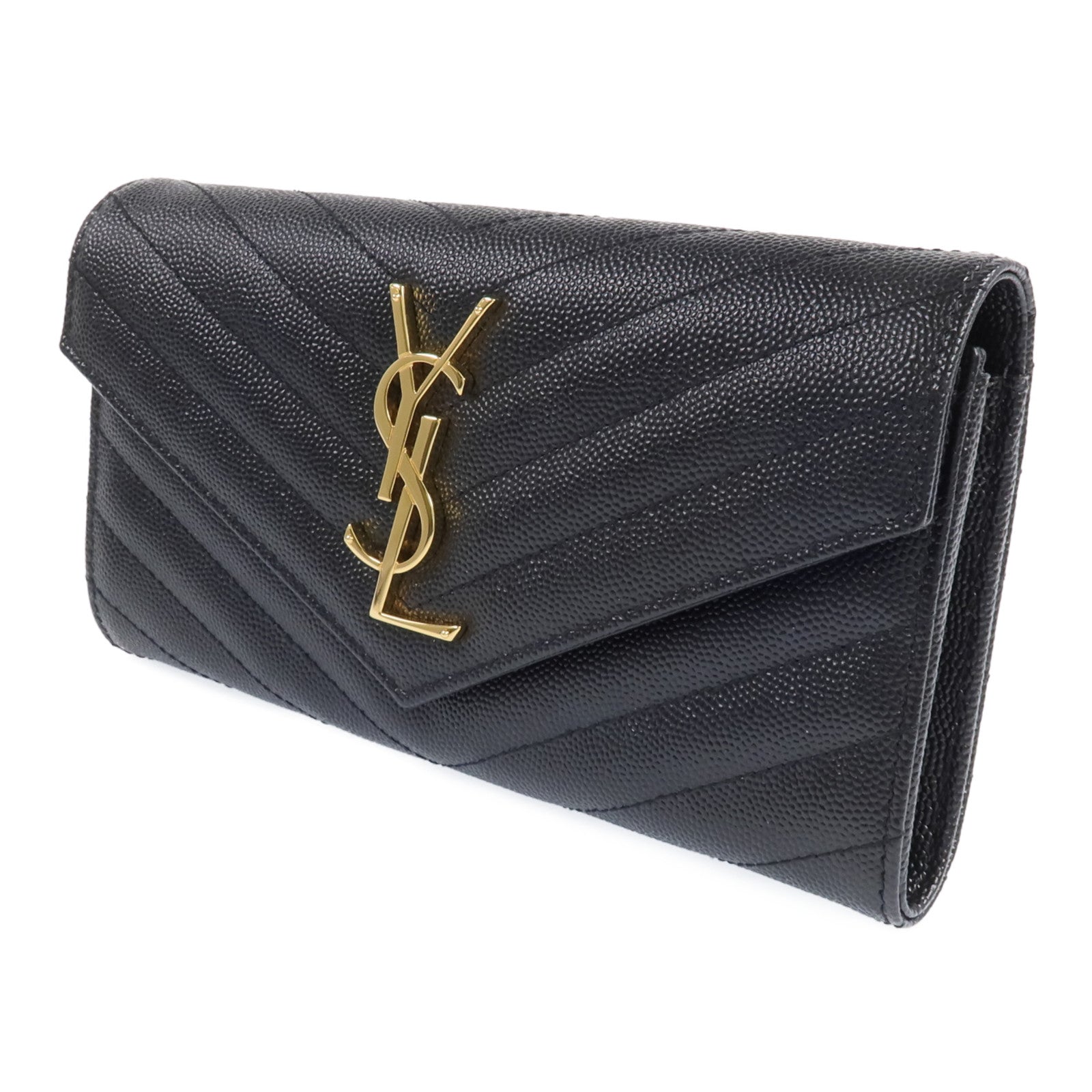 SAINT LAURENT 牛皮皮革Long Wallet金扣長錢包