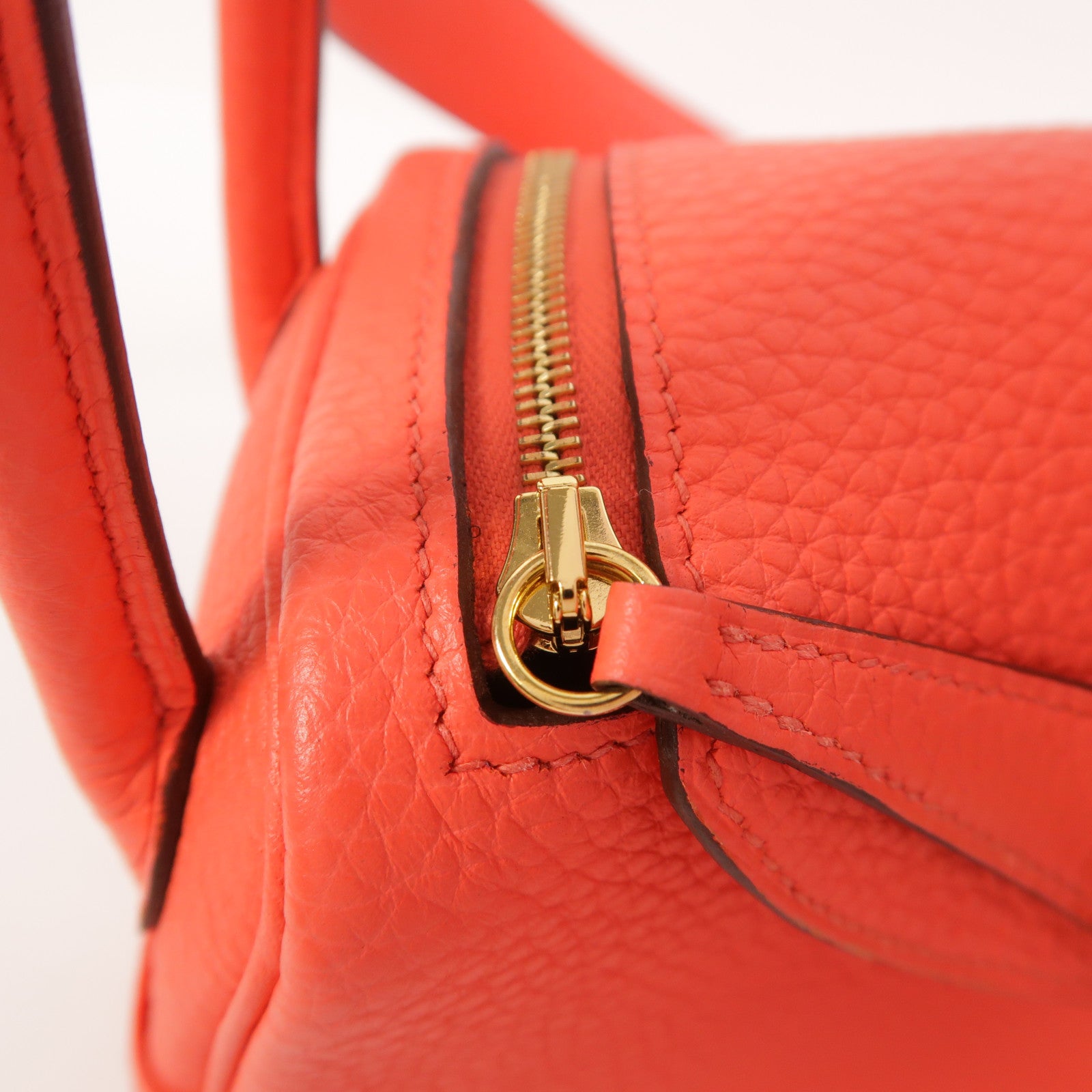 HERMES Clemence皮革Mini Lindy金扣手挽肩背兩用袋Rose Texas