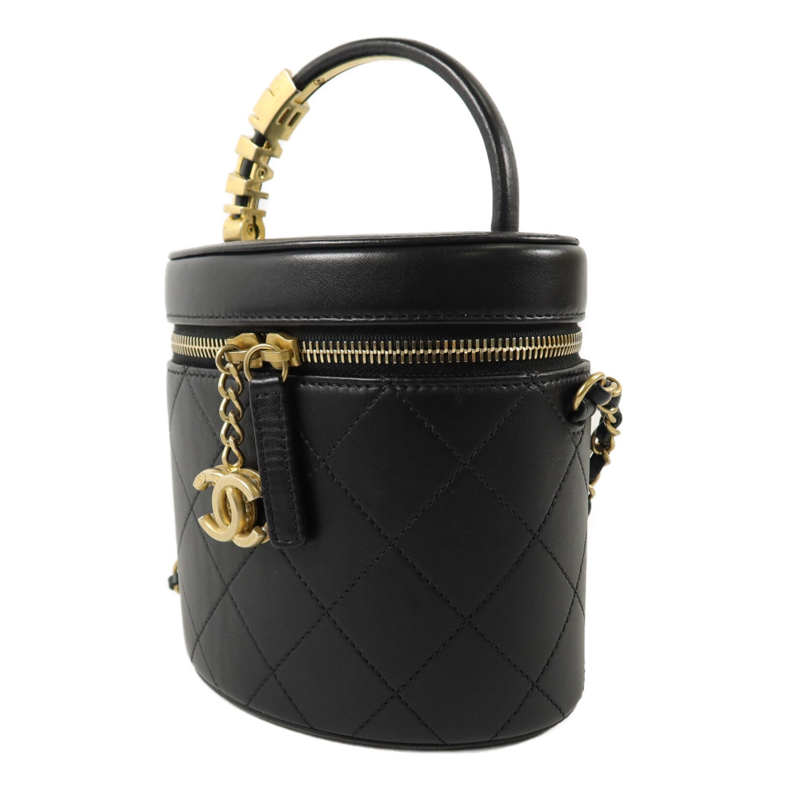 CHANEL 牛皮皮革Handle Vanity Case鏈帶肩背袋