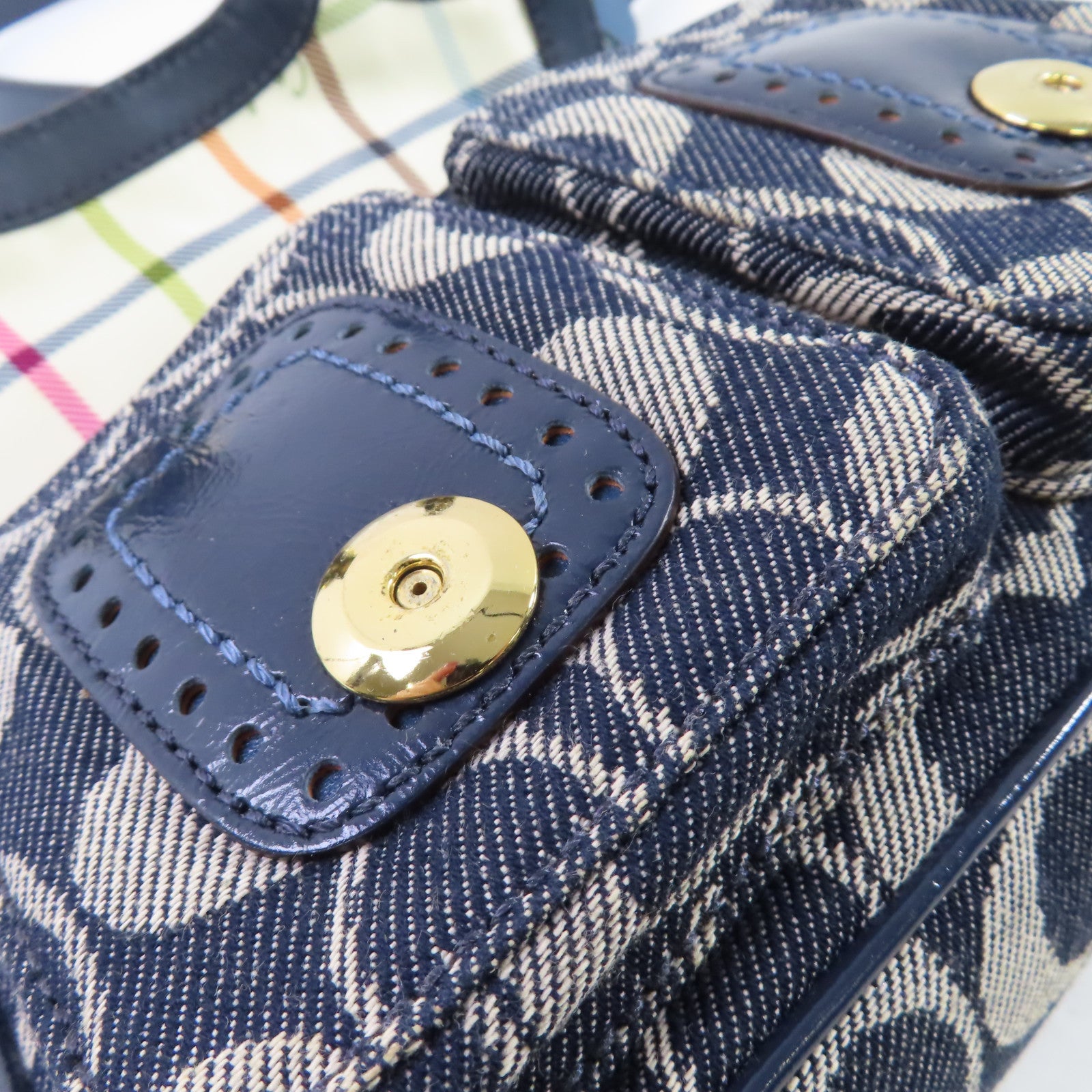 COACH 帆布Shoulder Bag金扣肩背袋藍色