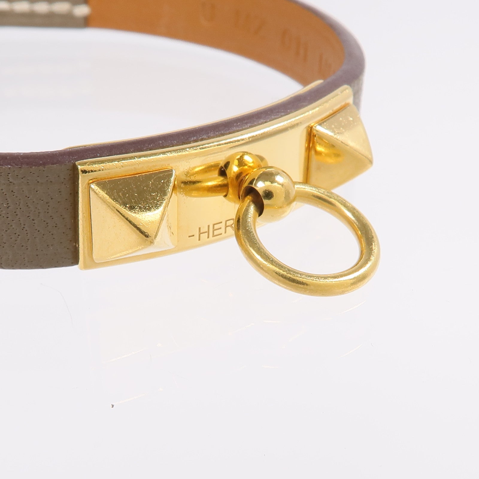 HERMES 【激減優惠】Swift皮革Rivale Mini Bracelet金扣手鏈Etoupe