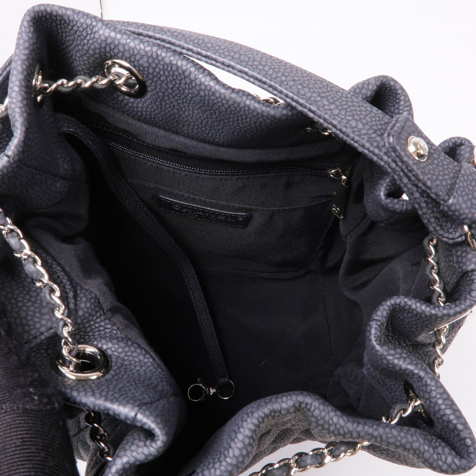 CHANEL 牛皮皮革Chain Shoulder銀扣鏈帶肩背袋