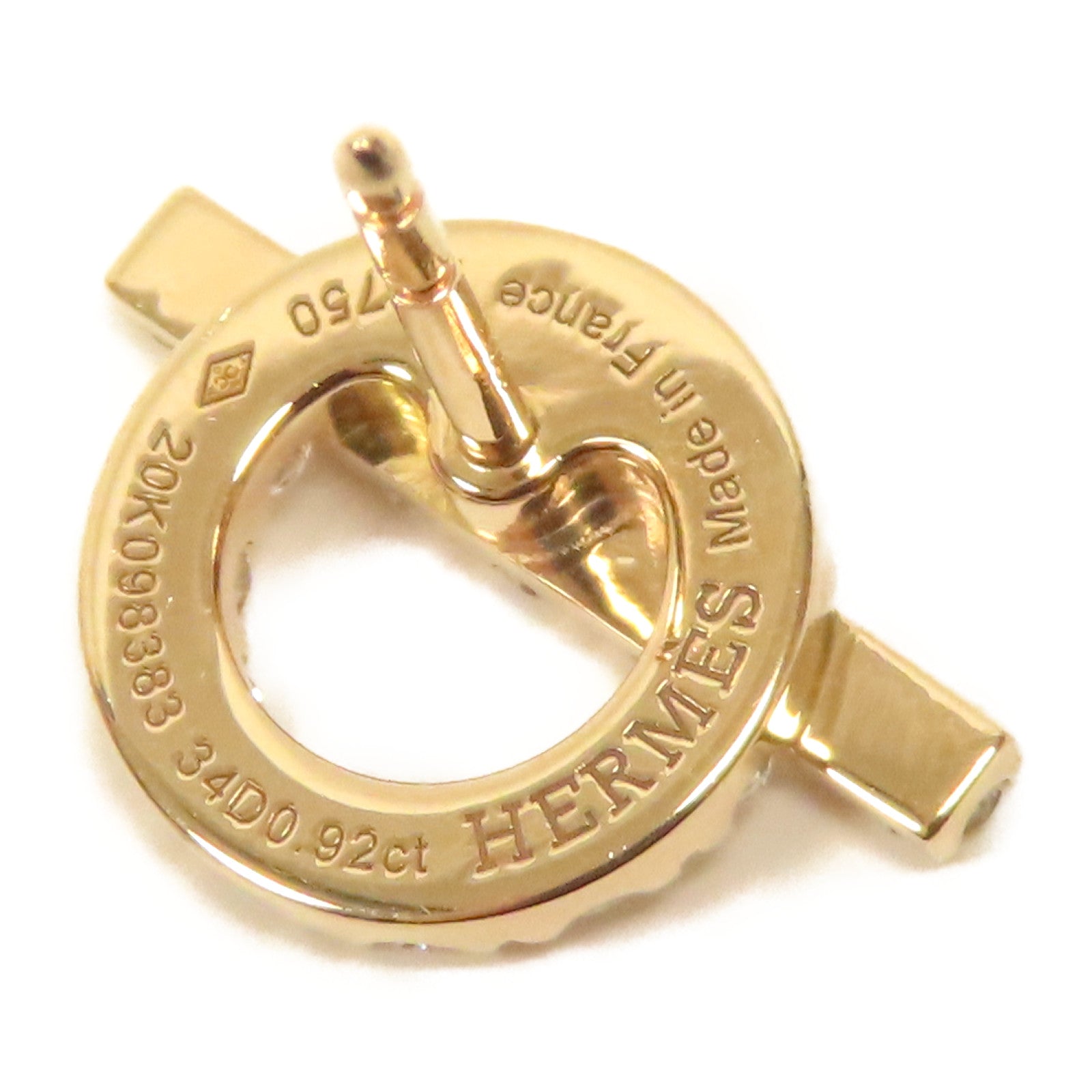HERMES 【激減優惠】18K黃金Finesse Earrings0.92ct鑽石耳環金色
