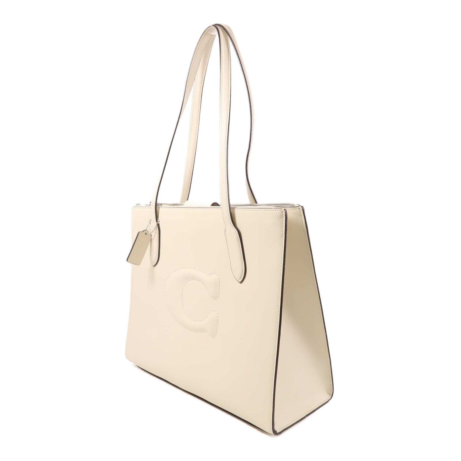 COACH 牛皮皮革Tote Bag銀扣肩背袋