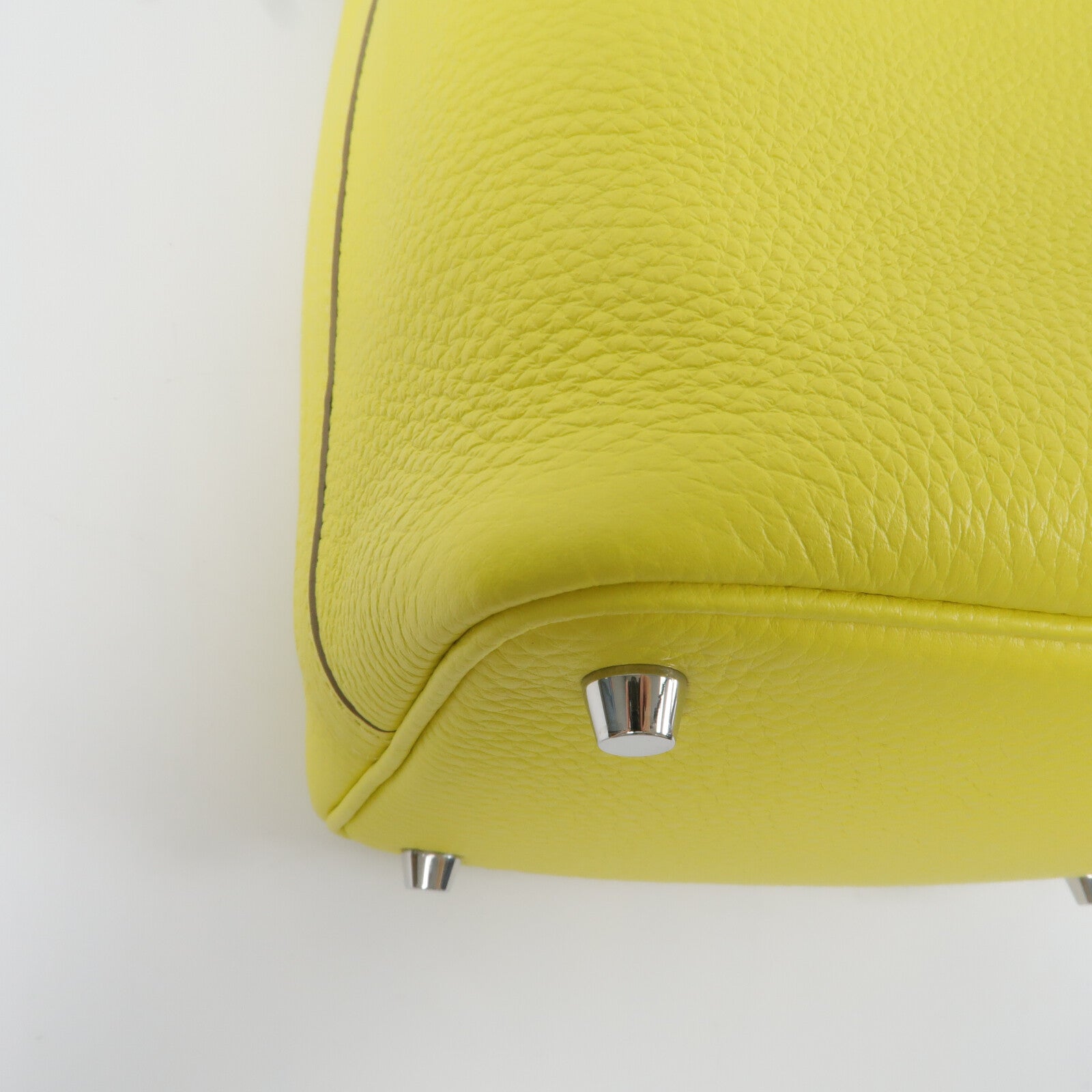 HERMES Clemence皮革Picotin PM手挽袋Jaune de Naples