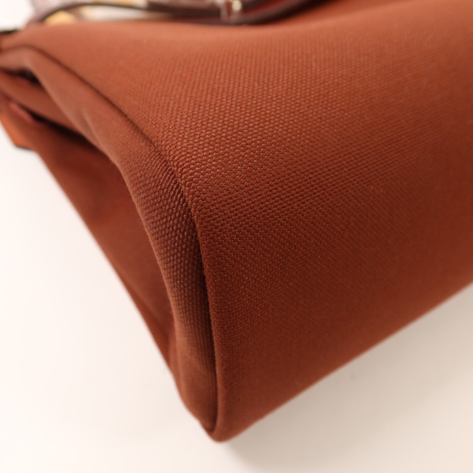 HERMES 帆布Herbag PM銀扣手挽肩背兩用袋Rouge H
