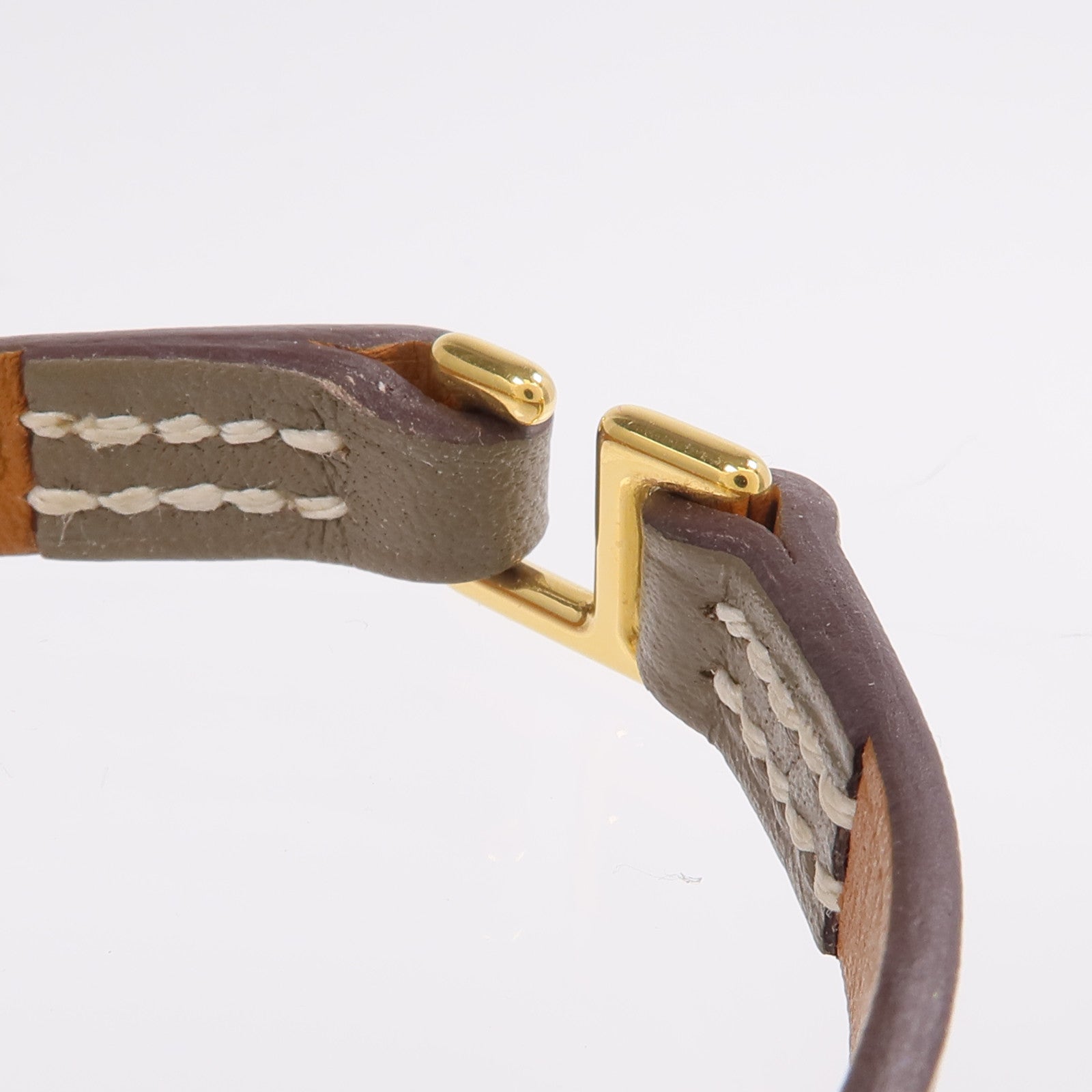 HERMES 【激減優惠】Swift皮革Rivale Mini Bracelet金扣手鏈Etoupe