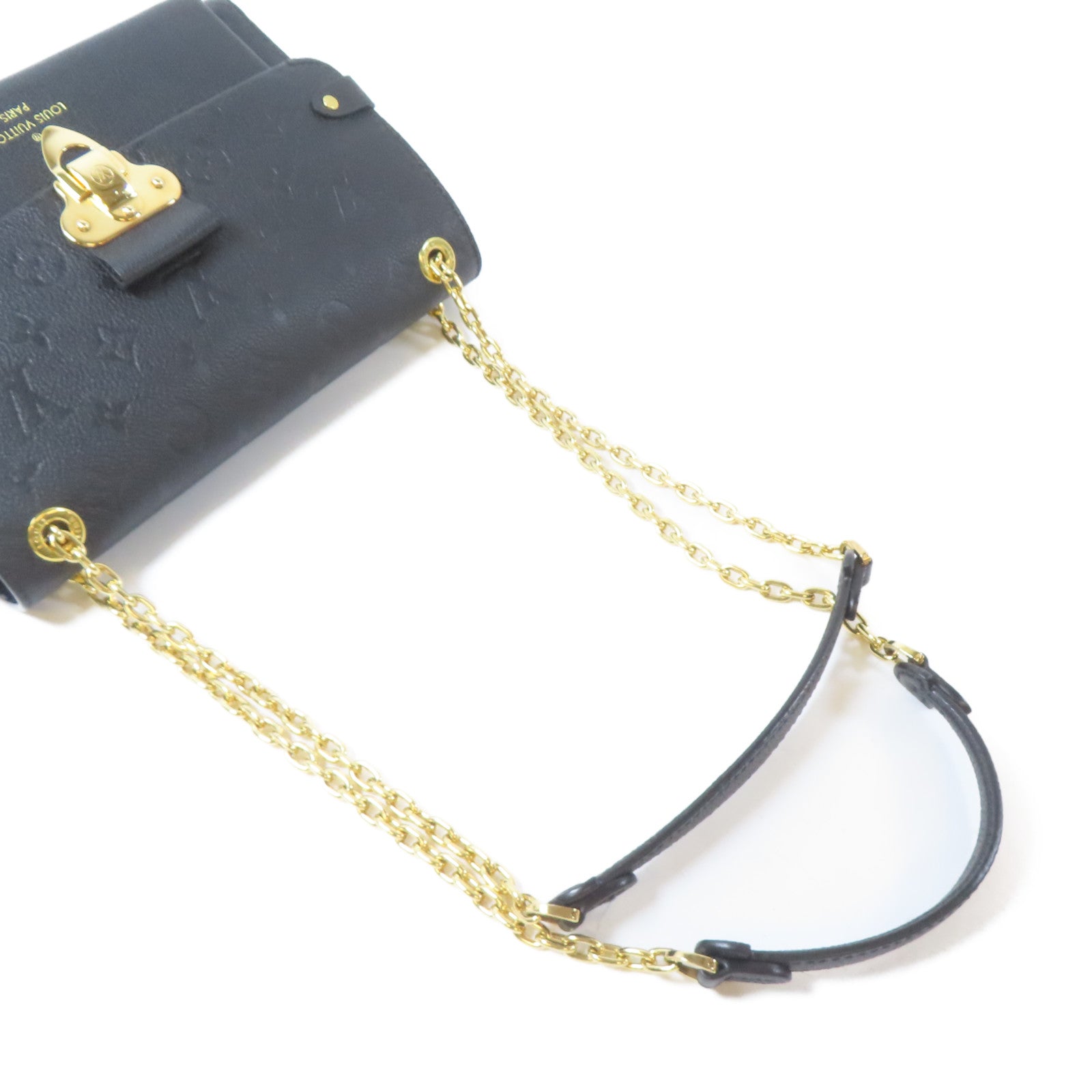 LOUIS VUITTON Monogram Empreinte Vavin PM金扣鏈帶肩背袋黑色