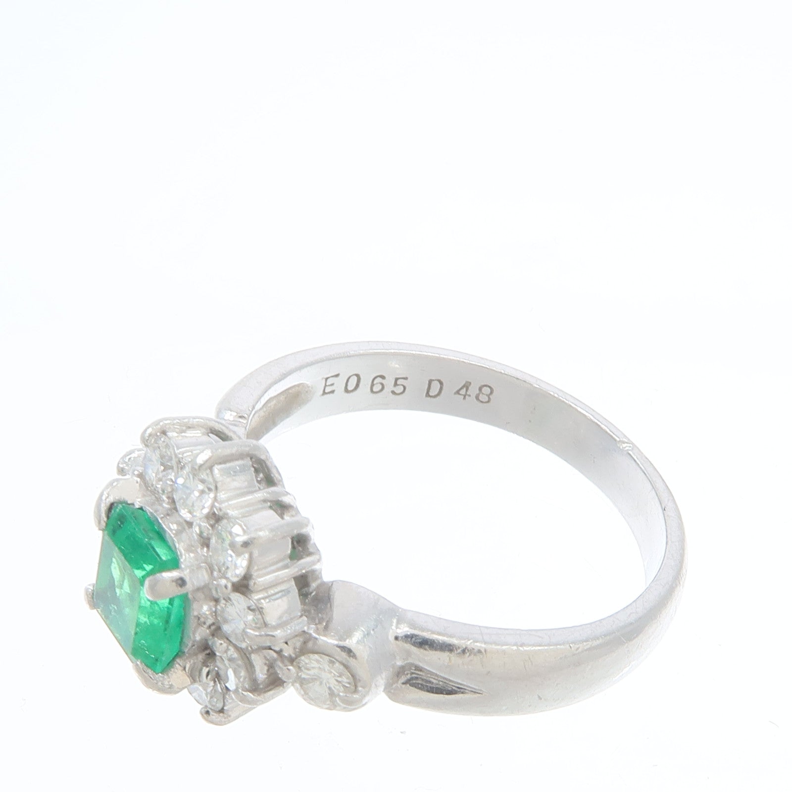 JEWELRY PT900鉑金Emerald Diamond Ring綠寶石/鑽石戒指