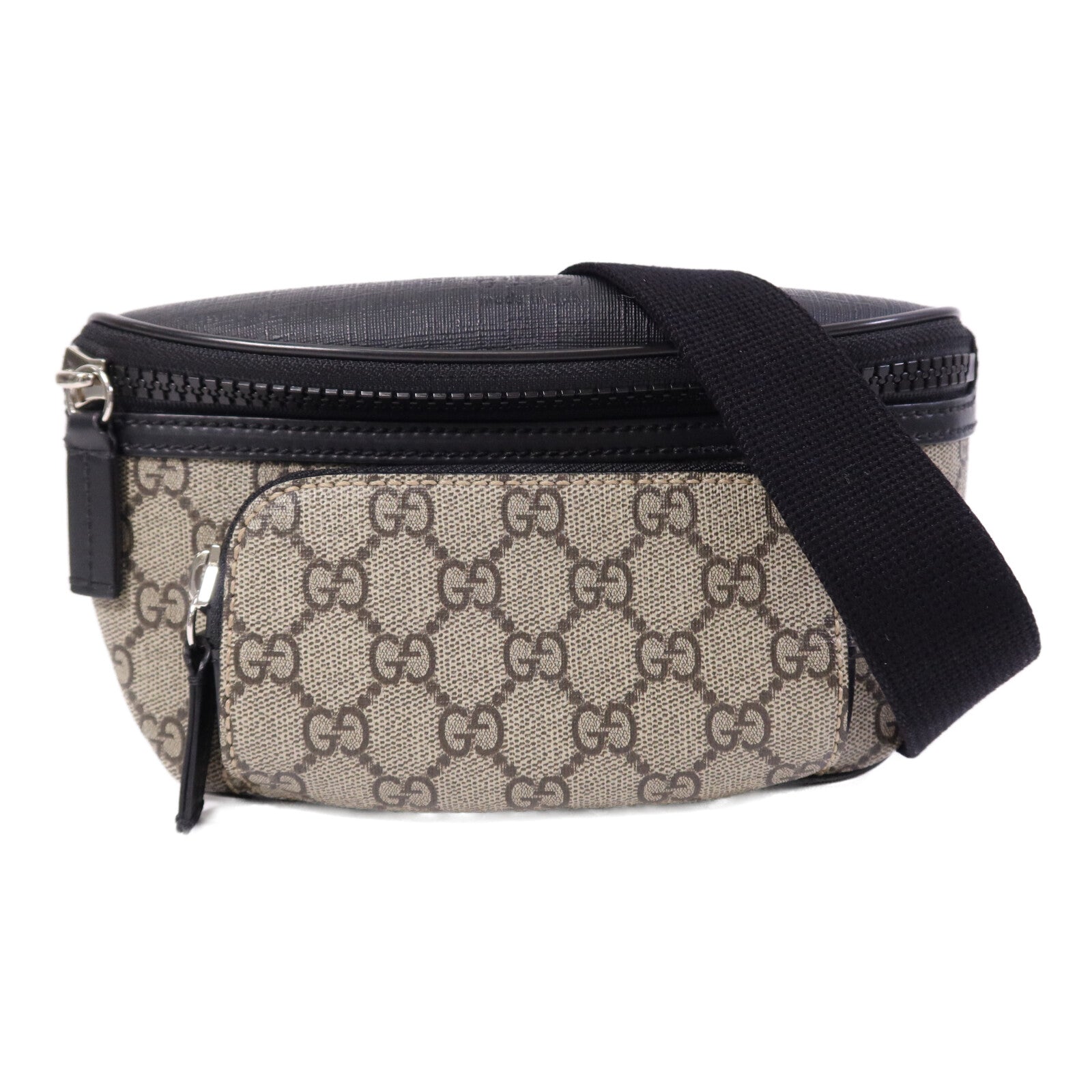 GUCCI 塗層帆布GG Supreme Waist Bag銀扣腰包