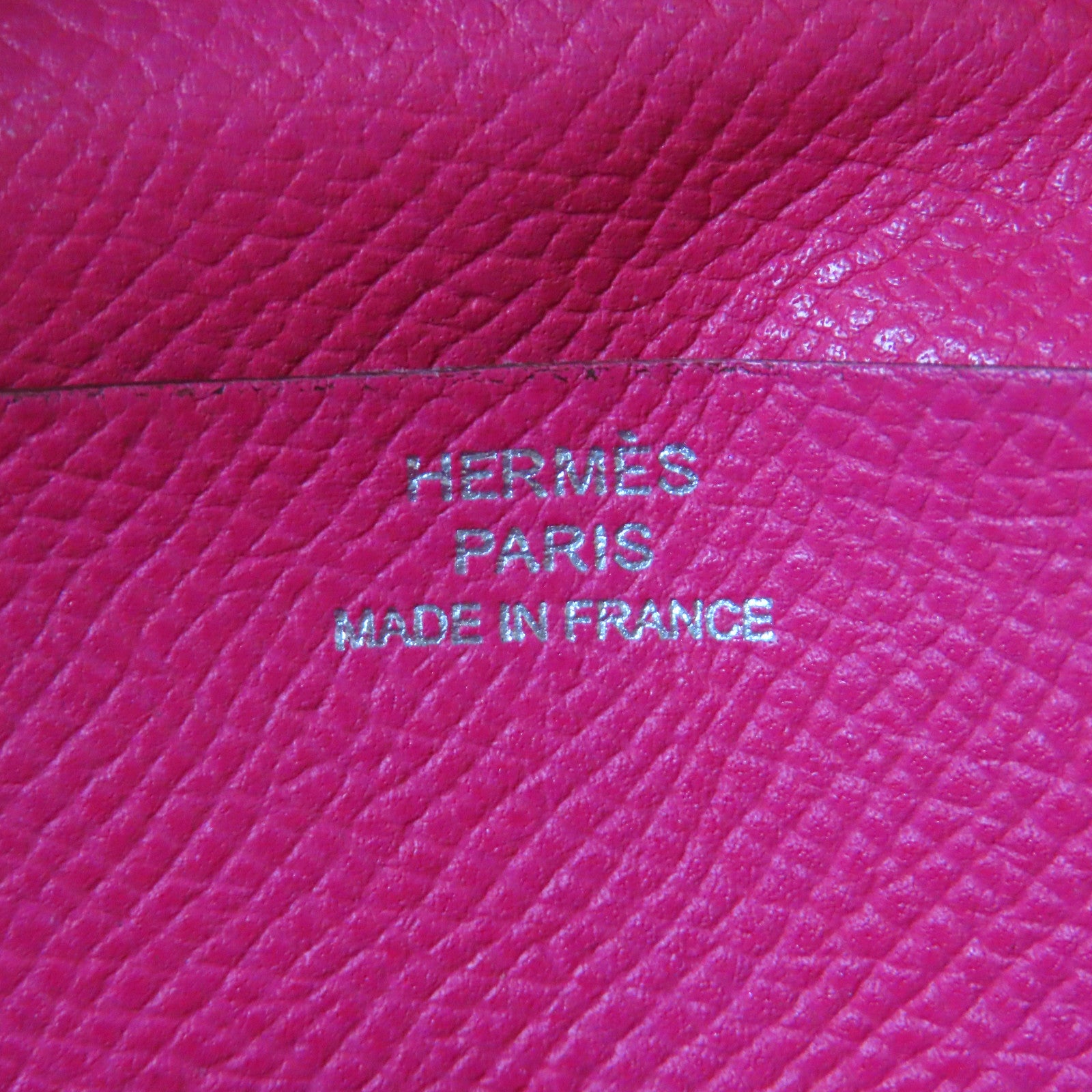 HERMES **【激減優惠】Epsom皮革Bearn W Snap銀扣錢包桃紫色/提爾粉色