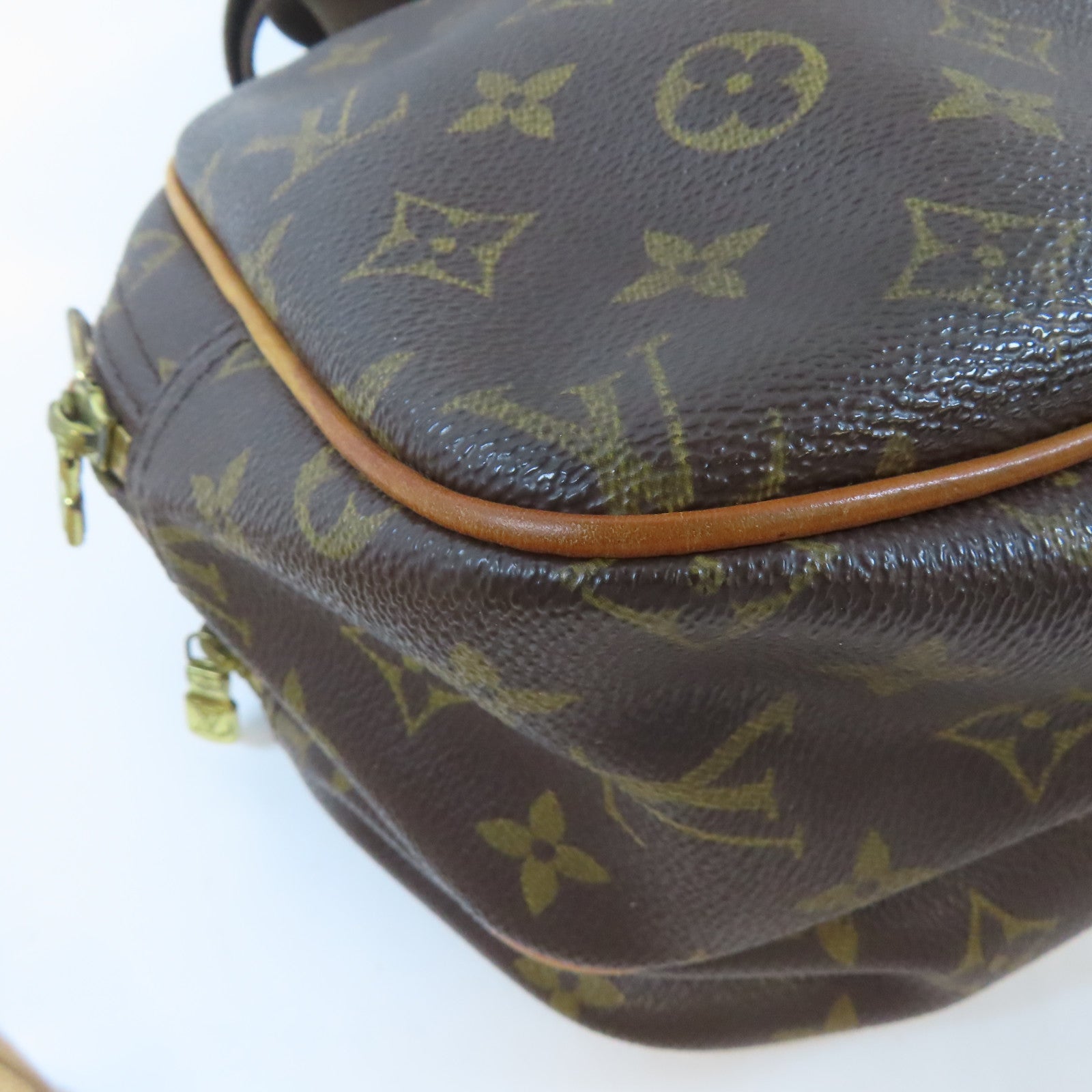 LOUIS VUITTON Monogram Reporter PM金扣肩背袋啡色