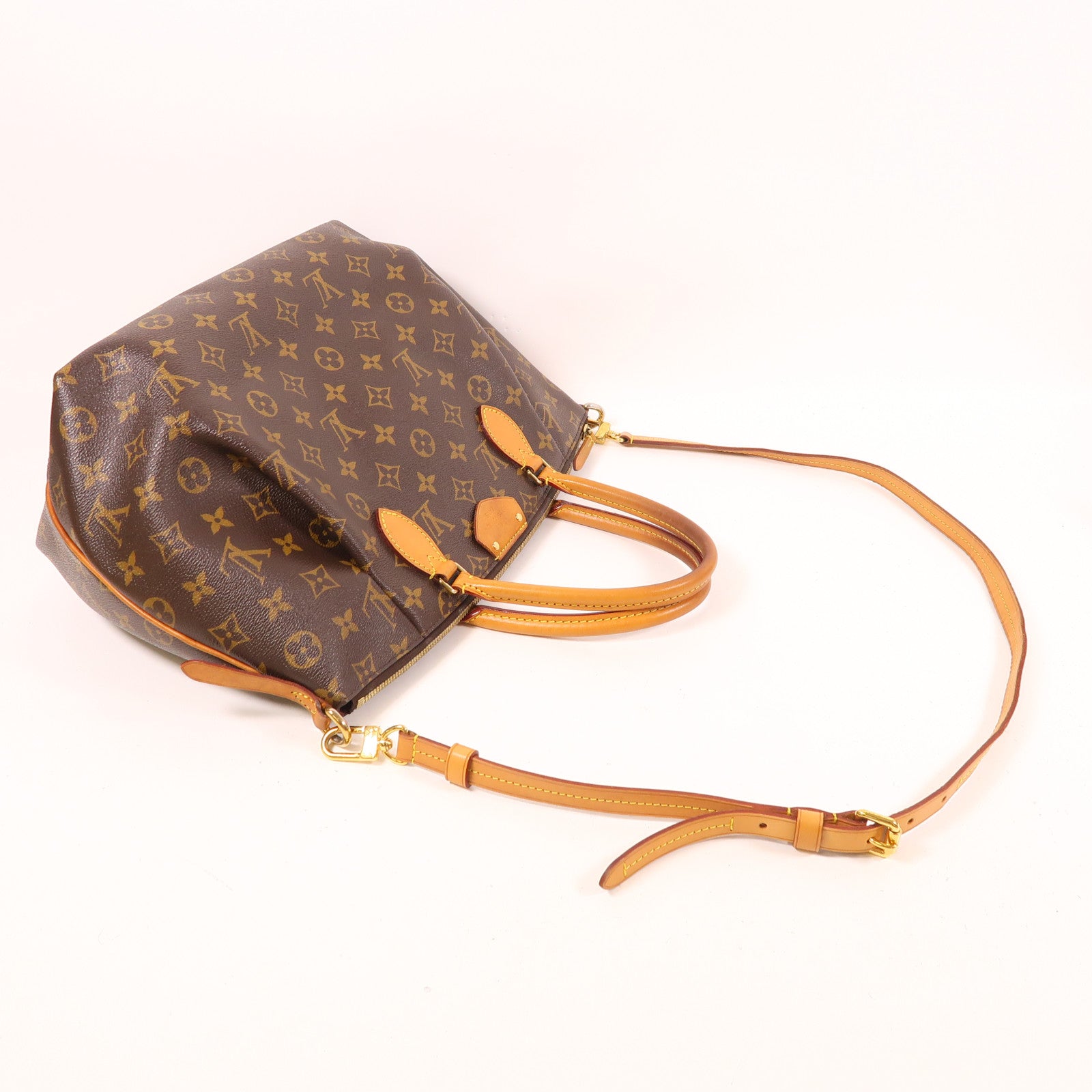 LOUIS VUITTON Monogram Turenne MM金扣手挽肩背兩用袋棕色