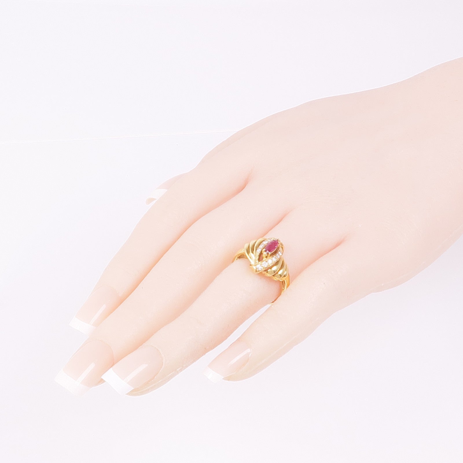 JEWELRY 【激減優惠】18K黃金Ruby Diamond Ring紅寶石/鑽石戒指US#6.5