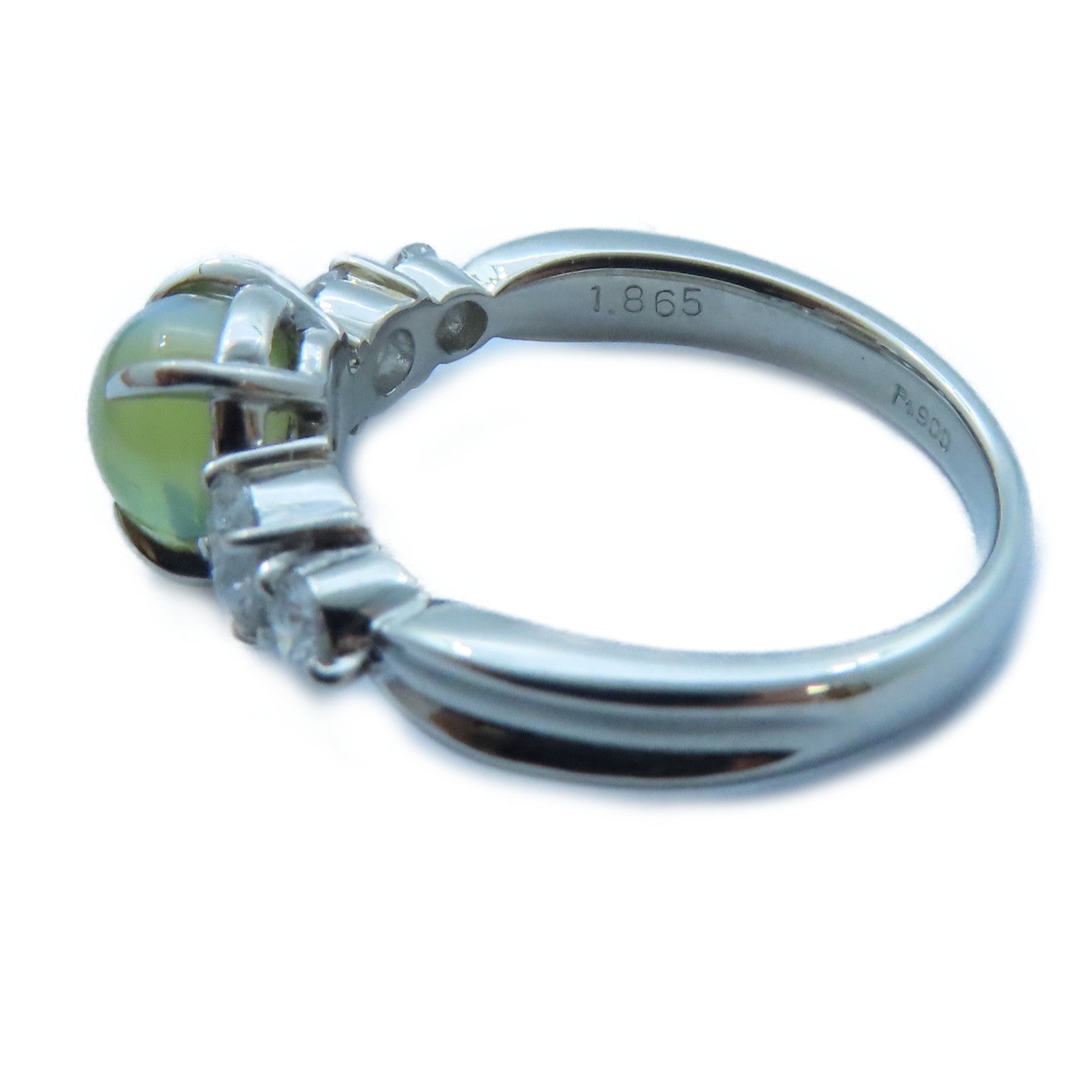 JEWELRY 【激減優惠】PT900白金Cat's-Eye/Diamond Ring 1.865ct貓眼石/0.48ct鑽石戒指　US#5.5