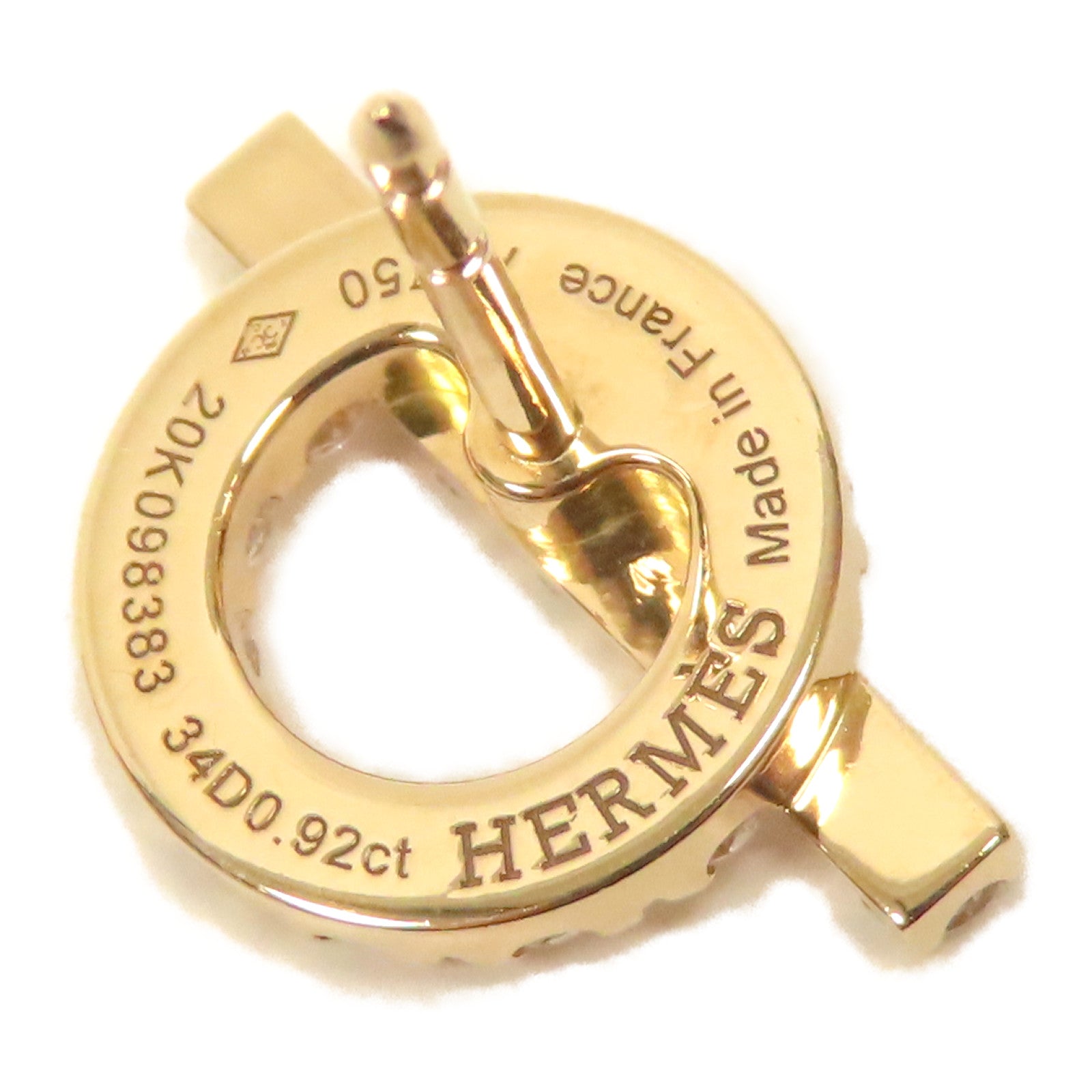 HERMES 【激減優惠】18K黃金Finesse Earrings0.92ct鑽石耳環金色