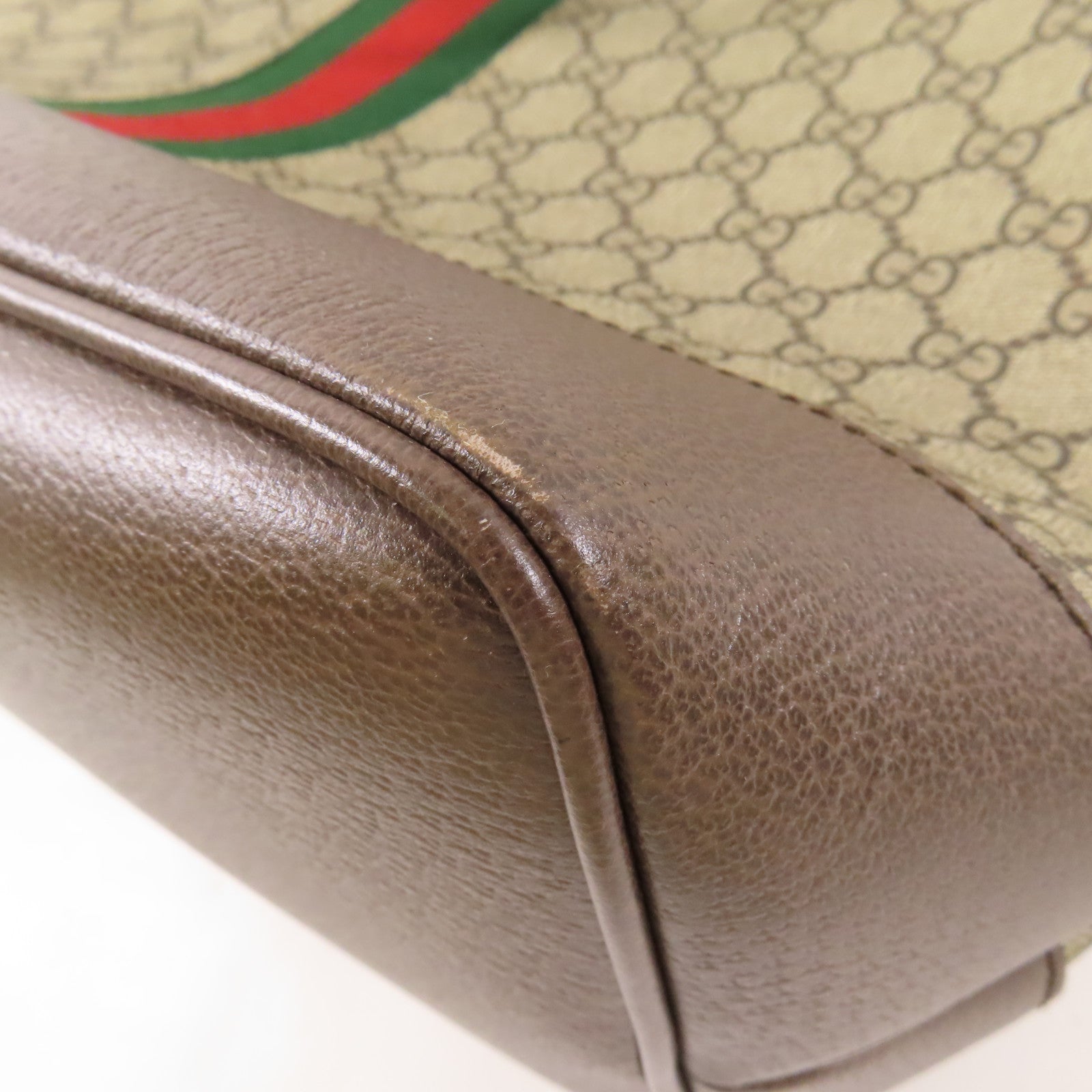 GUCCI GG GHW Supreme Ophidia Shoulder Bag 781392 Coated Canvas Brown