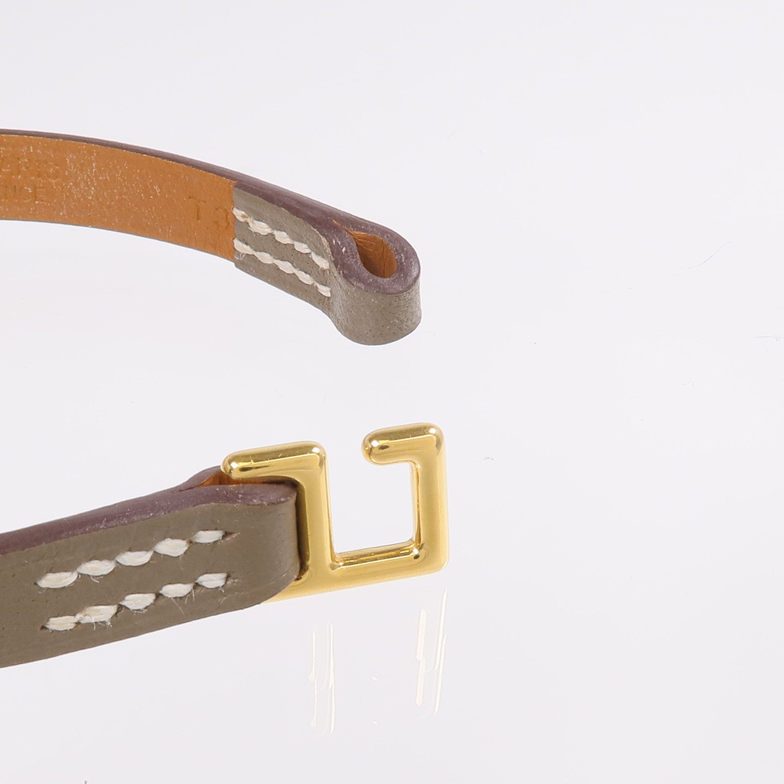 HERMES 【激減優惠】Swift皮革Rivale Mini Bracelet金扣手鏈Etoupe
