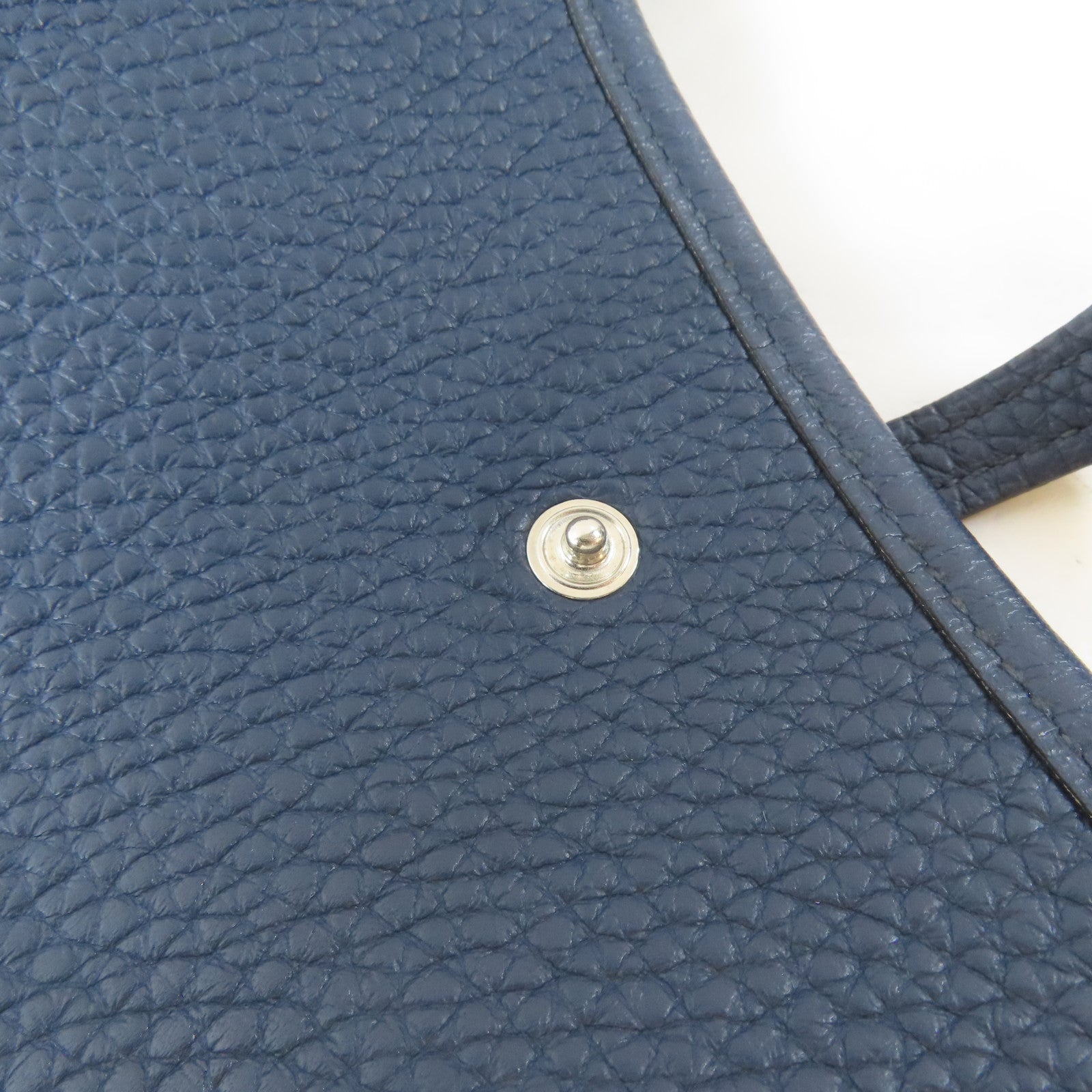 HERMES Clemence皮革Evelyne TPM銀扣肩背袋Bleu De Prusse/藍色