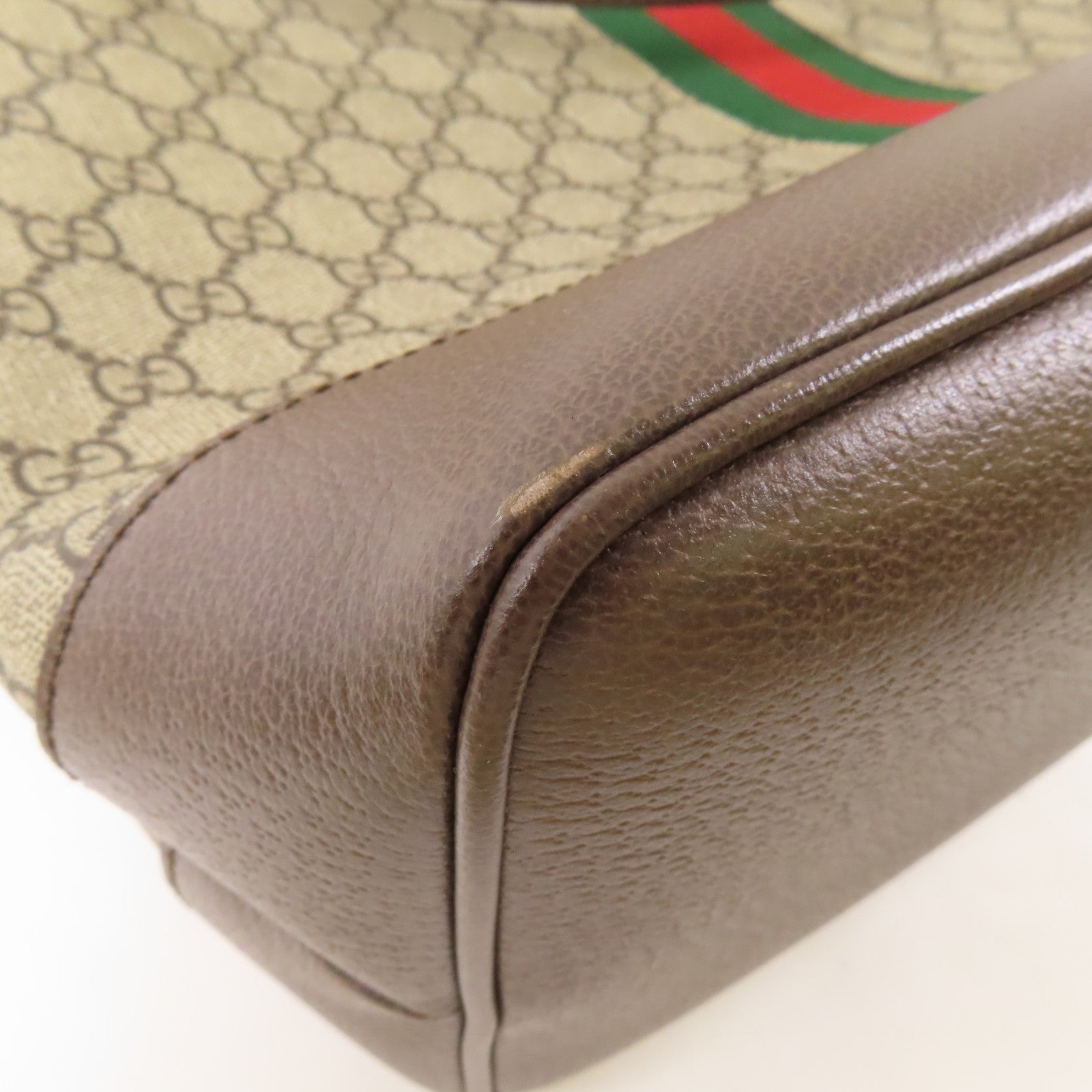 GUCCI GG GHW Supreme Ophidia Shoulder Bag 781392 Coated Canvas Brown