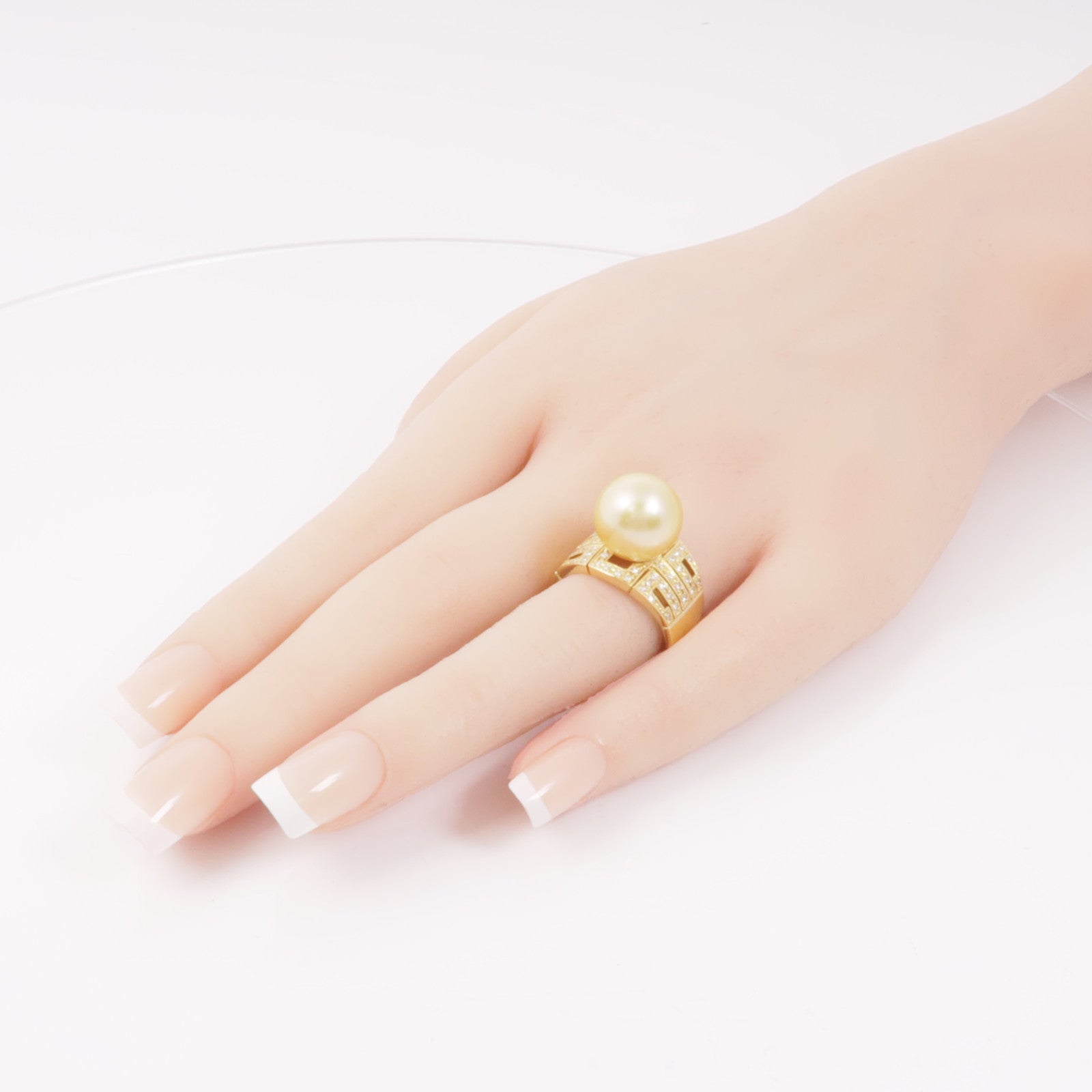 JEWELRY 18K黃金Pearl/Diamond Ring 珍珠/鑽石戒指US#8