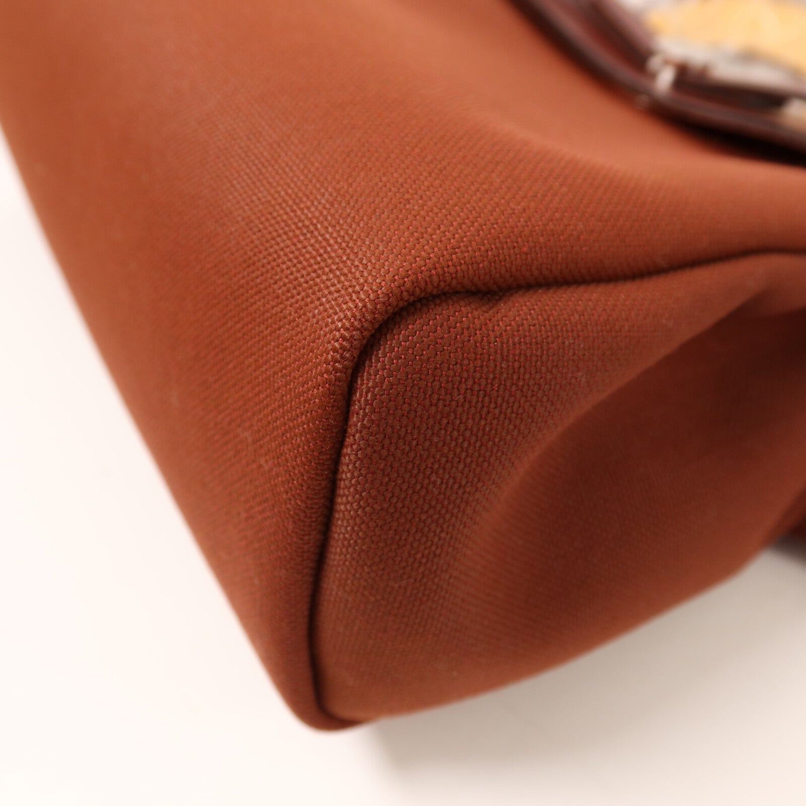 HERMES 帆布Herbag PM銀扣手挽肩背兩用袋Rouge H