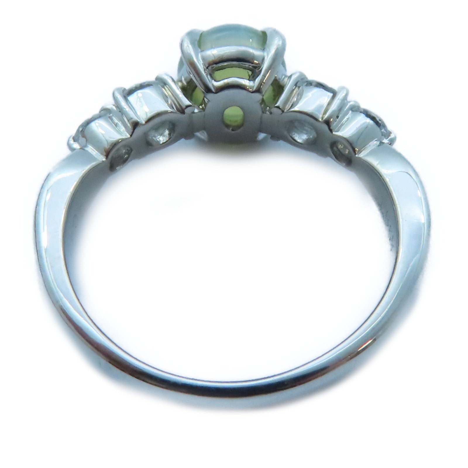JEWELRY 【激減優惠】PT900白金Cat's-Eye/Diamond Ring 1.865ct貓眼石/0.48ct鑽石戒指　US#5.5