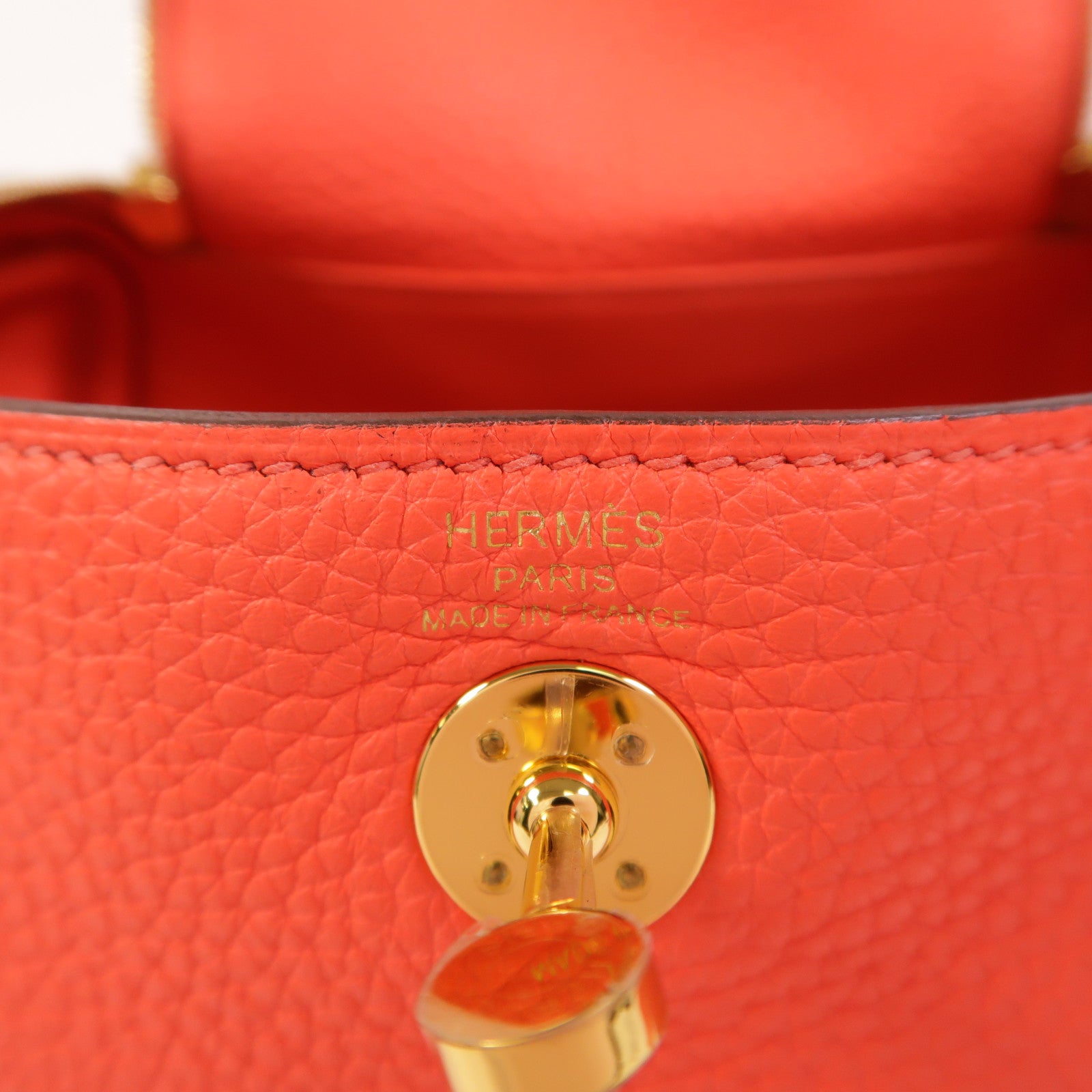 HERMES Clemence皮革Mini Lindy金扣手挽肩背兩用袋Rose Texas