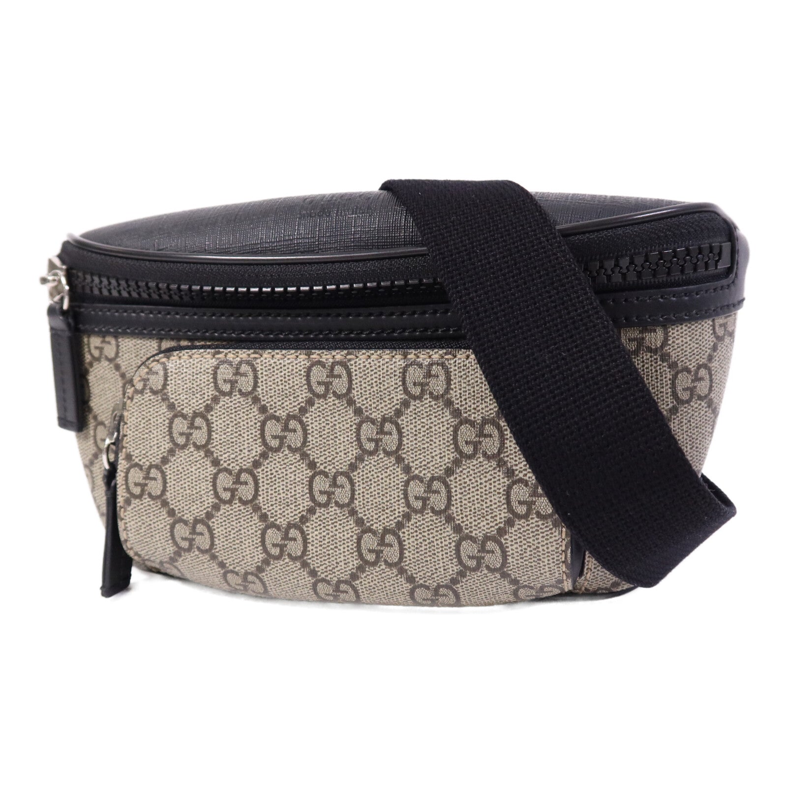 GUCCI 塗層帆布GG Supreme Waist Bag銀扣腰包