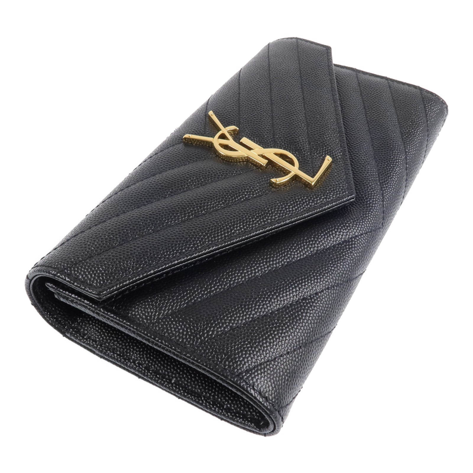 SAINT LAURENT 牛皮皮革Long Wallet金扣長錢包