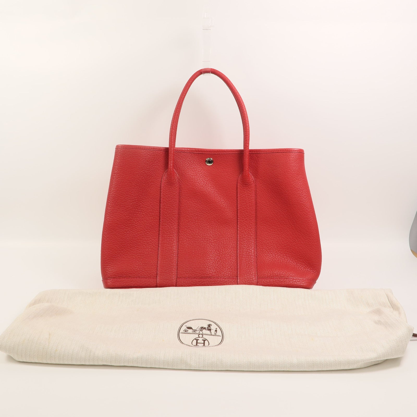 HERMES Country皮革Garden Party PM手挽袋Rouge Piment