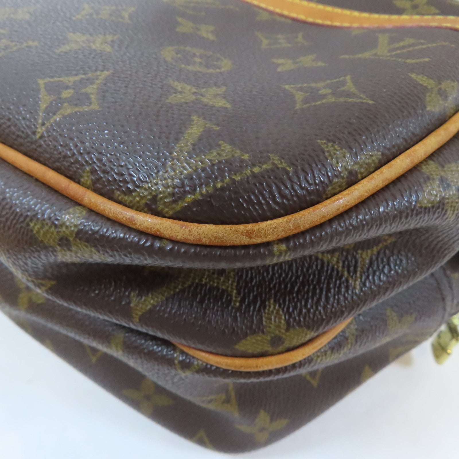 LOUIS VUITTON Monogram Reporter PM金扣肩背袋啡色
