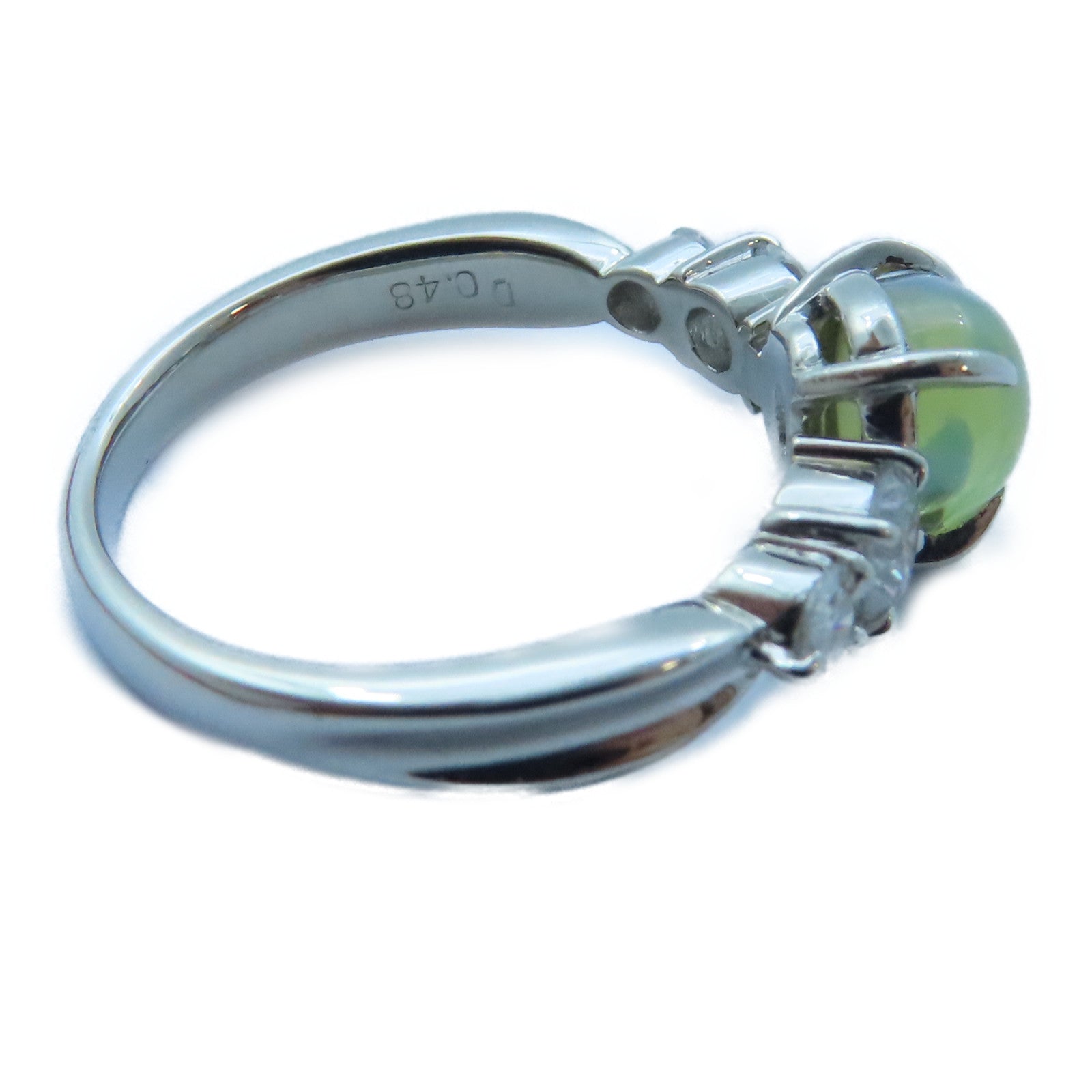 JEWELRY 【激減優惠】PT900白金Cat's-Eye/Diamond Ring 1.865ct貓眼石/0.48ct鑽石戒指　US#5.5