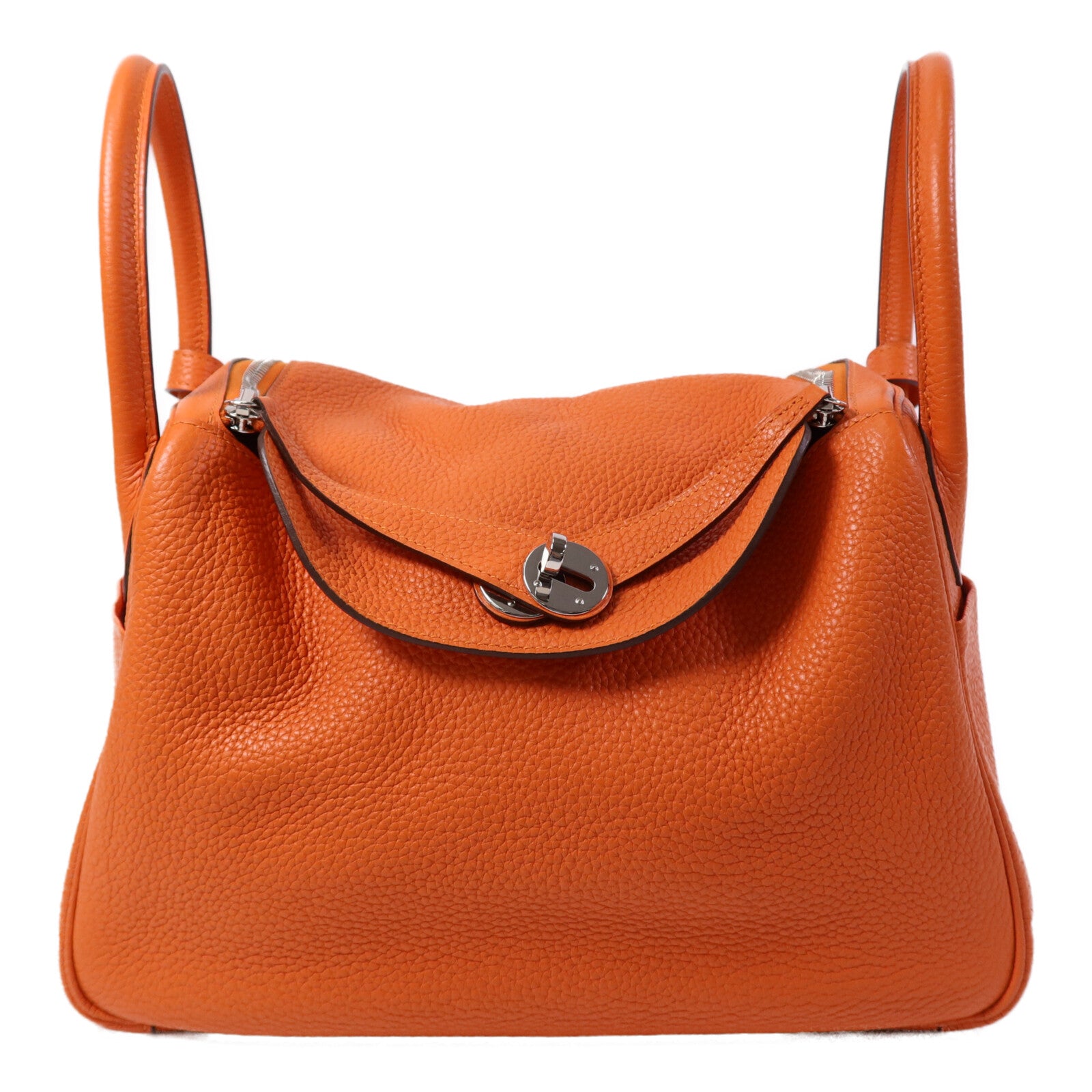 HERMES Clemence皮革Lindy 30銀扣手挽肩背兩用袋Feu