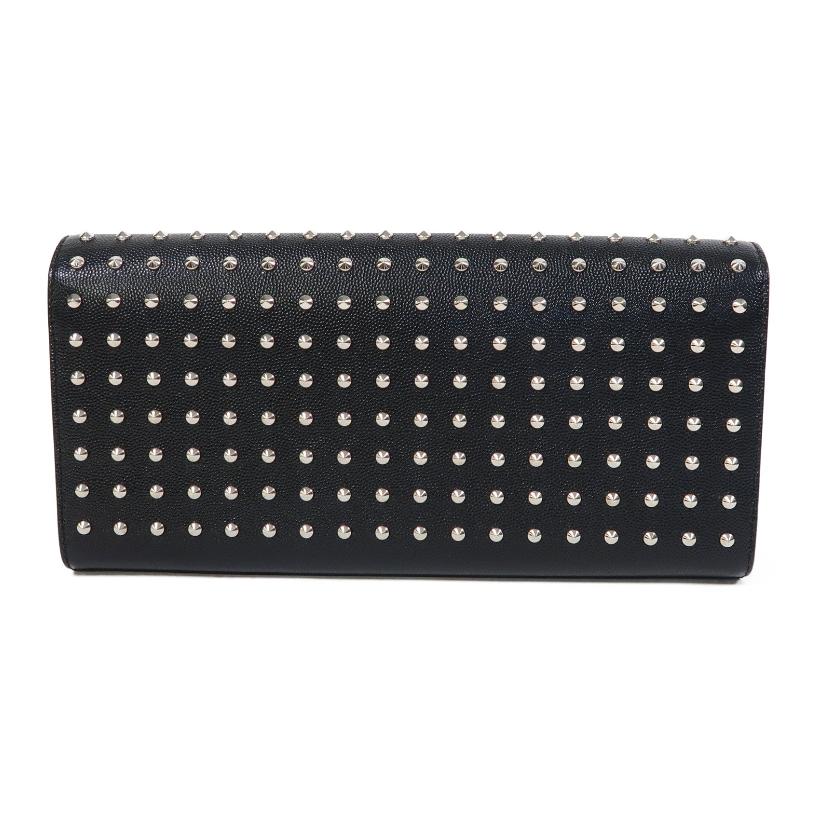 SAINT LAURENT 牛皮皮革Grain De poudre Matelasse studd銀扣手拿包黑色