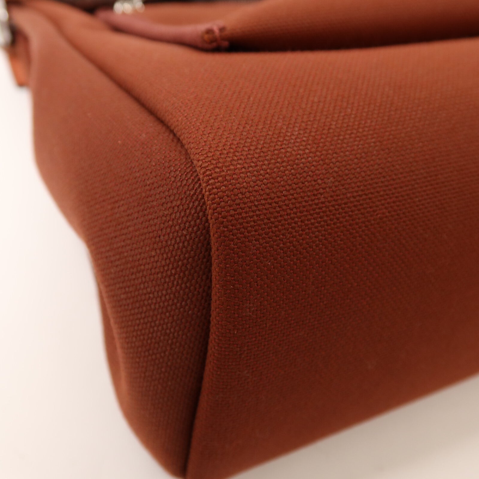 HERMES 帆布Herbag PM銀扣手挽肩背兩用袋Rouge H