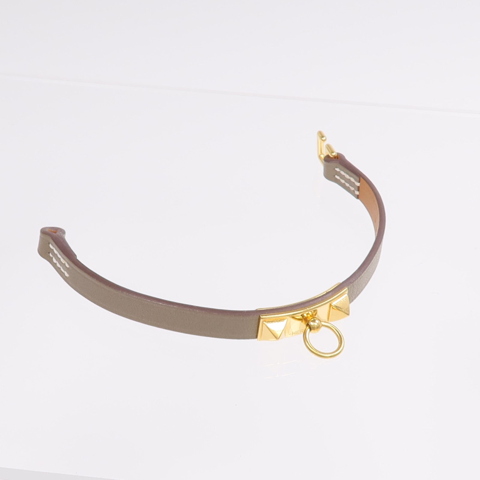HERMES 【激減優惠】Swift皮革Rivale Mini Bracelet金扣手鏈Etoupe