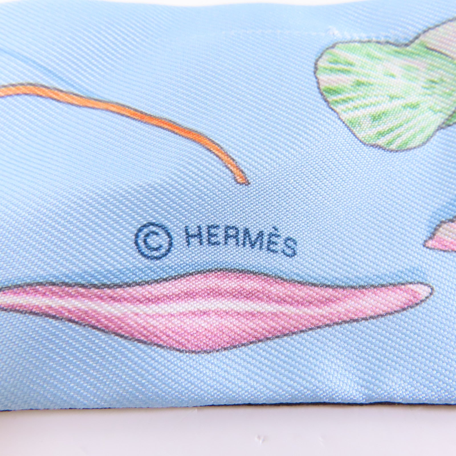 HERMES 【激減優惠】絲質Twilly絲巾黑色/淺藍色