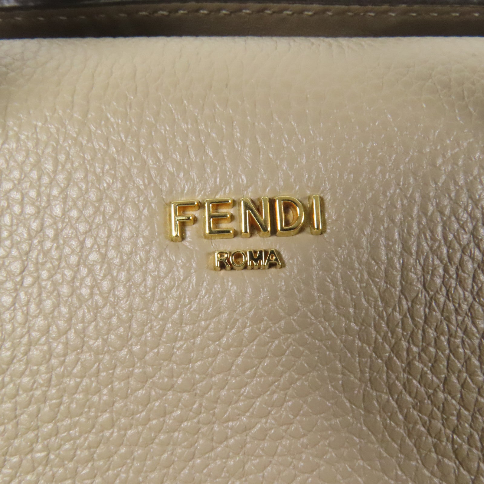 FENDI 牛皮皮革Boston 365金扣手挽肩背兩用袋米