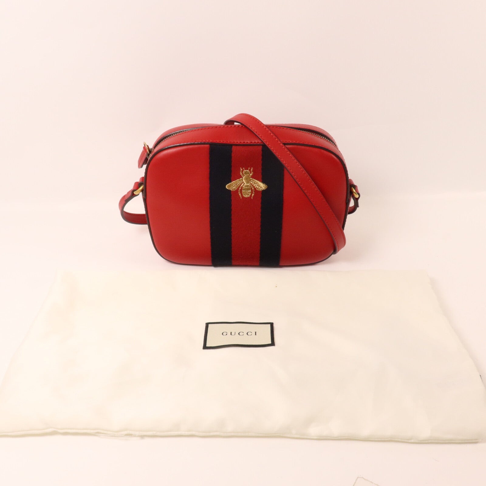 GUCCI 牛皮皮革Web Sherry Line Bee肩背袋