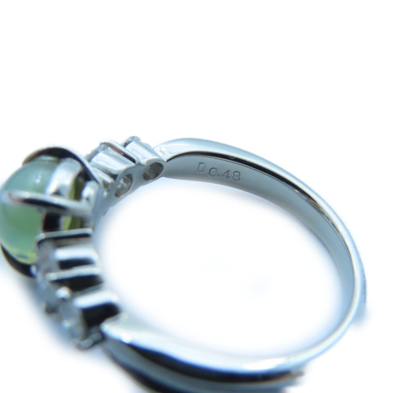 JEWELRY 【激減優惠】PT900白金Cat's-Eye/Diamond Ring 1.865ct貓眼石/0.48ct鑽石戒指　US#5.5