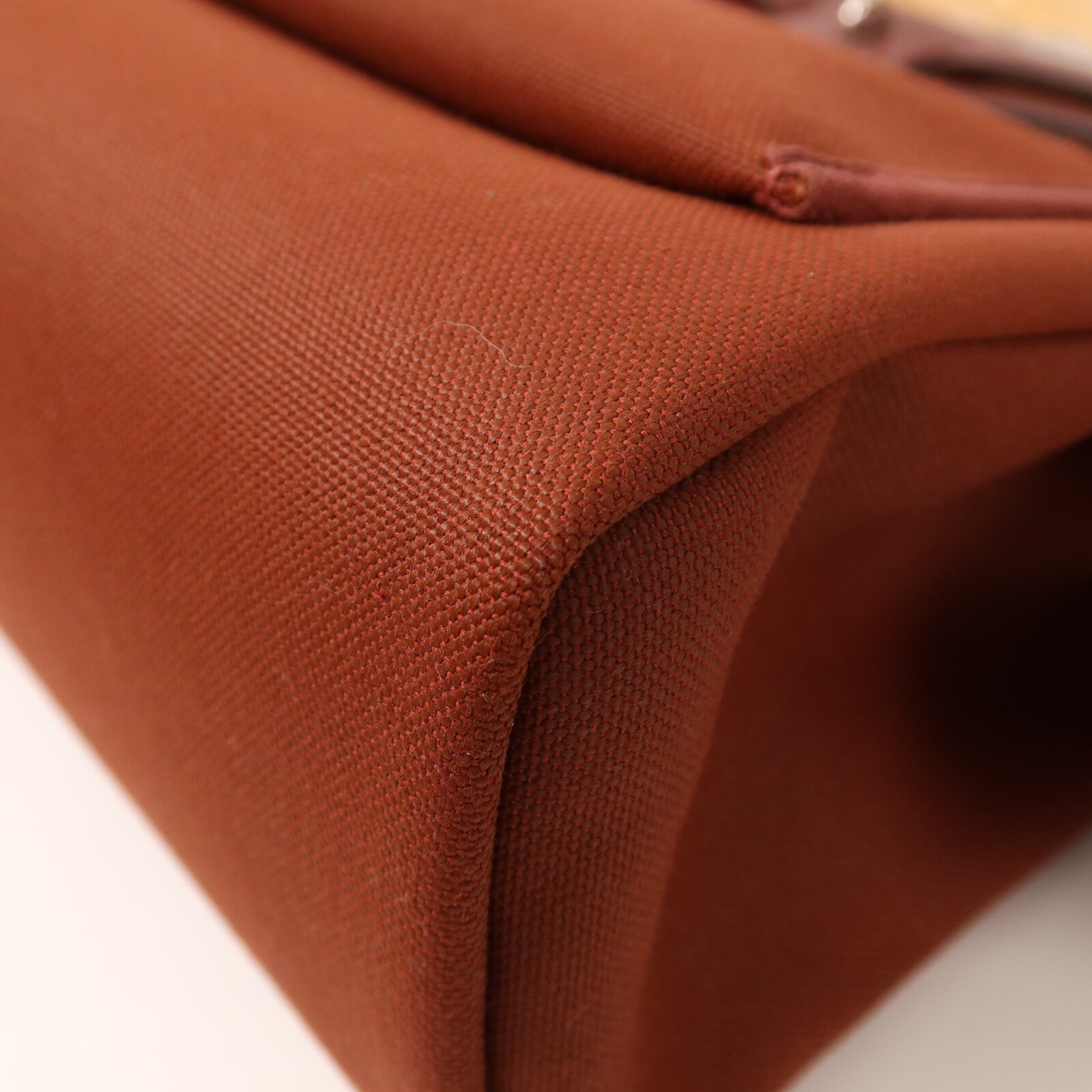 HERMES 帆布Herbag PM銀扣手挽肩背兩用袋Rouge H
