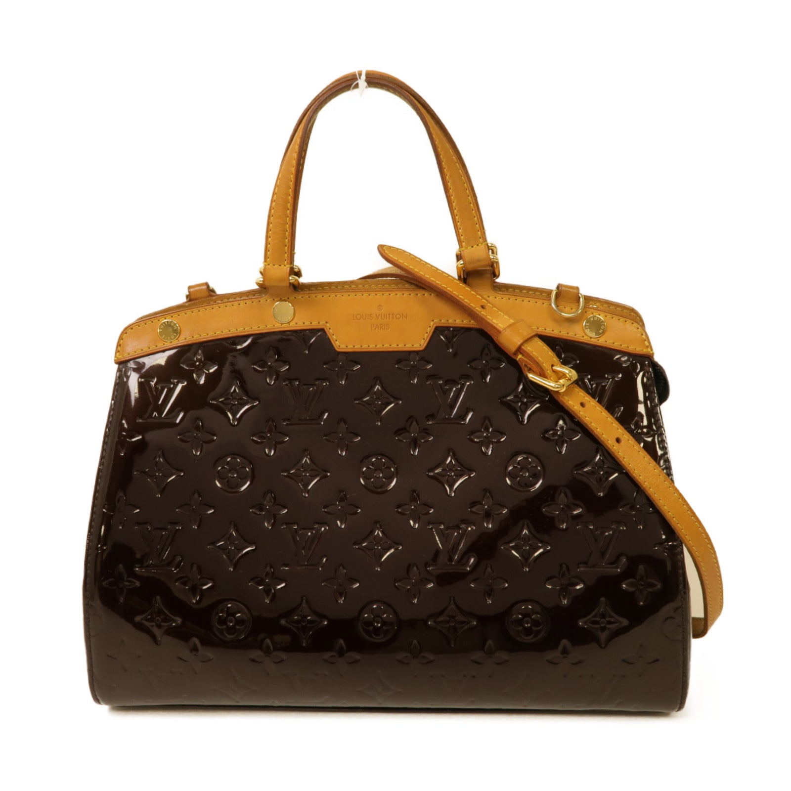 LOUIS VUITTON 【激減優惠】Vernis Brea MM金扣手挽肩背兩用袋酒紅色