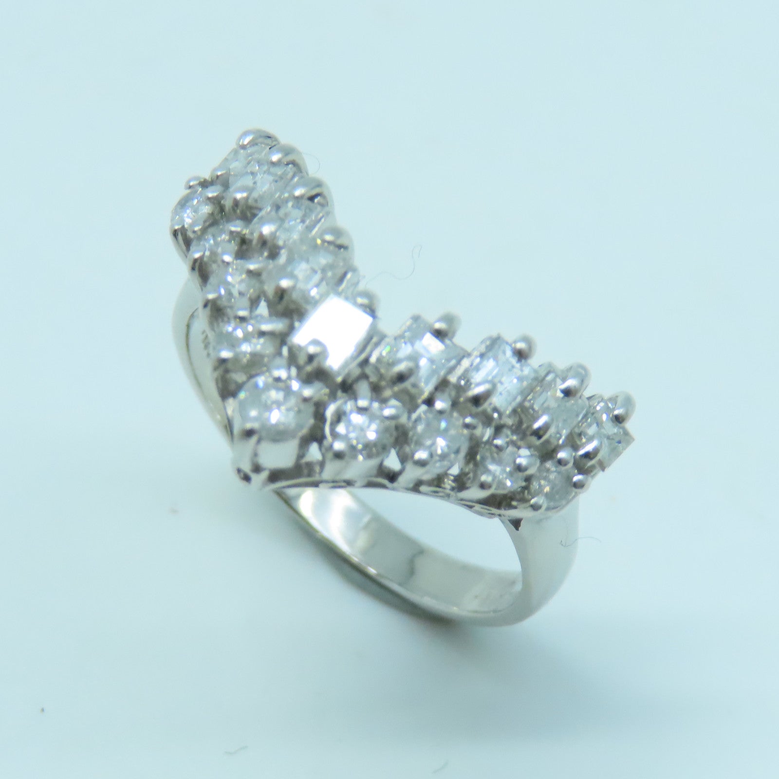 JEWELRY PT900 Platinum Diamond Ring 1.00ct Diamond Ring US#7