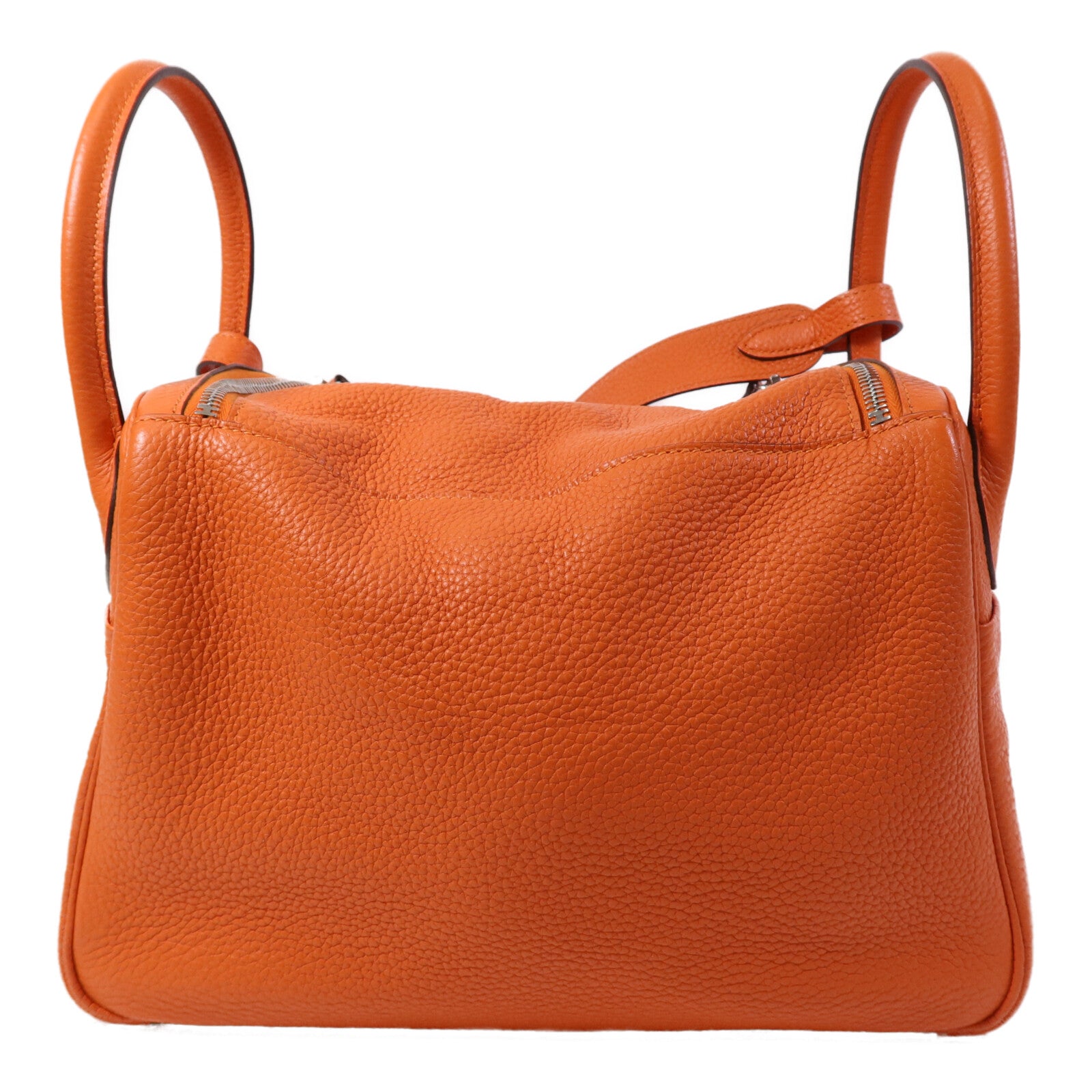 HERMES Clemence皮革Lindy 30銀扣手挽肩背兩用袋Feu