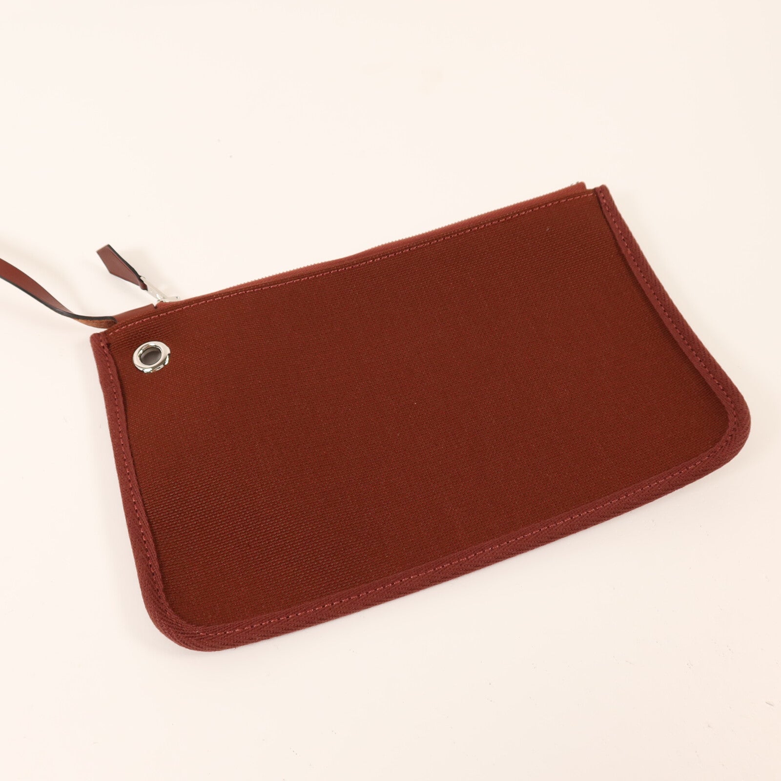 HERMES 帆布Herbag PM銀扣手挽肩背兩用袋Rouge H