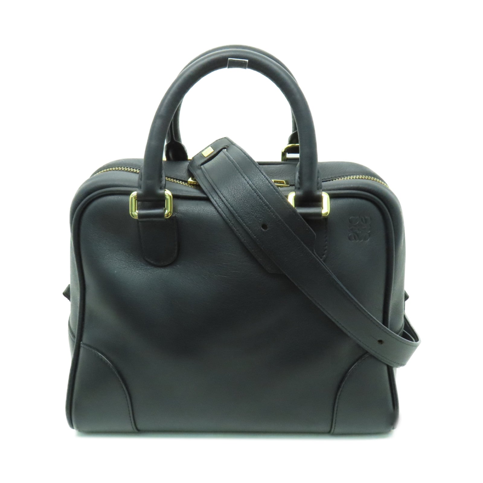 LOEWE 【激減優惠】牛皮皮革Amazona 75金扣手挽肩背兩用袋黑色