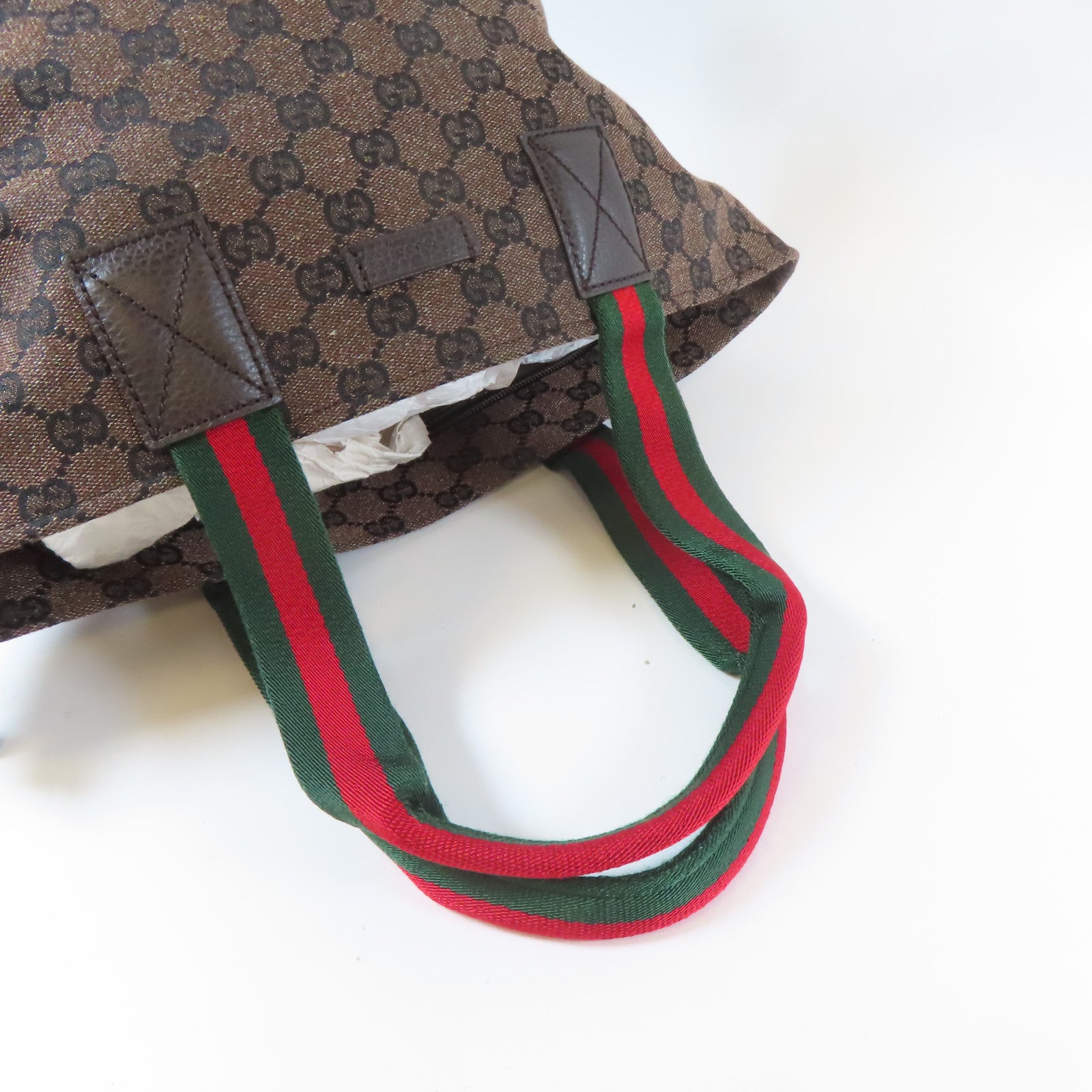 GUCCI 【激減優惠】帆布Tote Bag銀扣手挽袋啡色