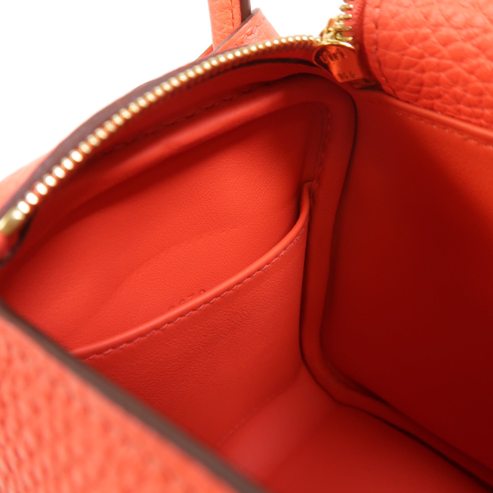 HERMES Clemence皮革Mini Lindy金扣手挽肩背兩用袋Rose Texas